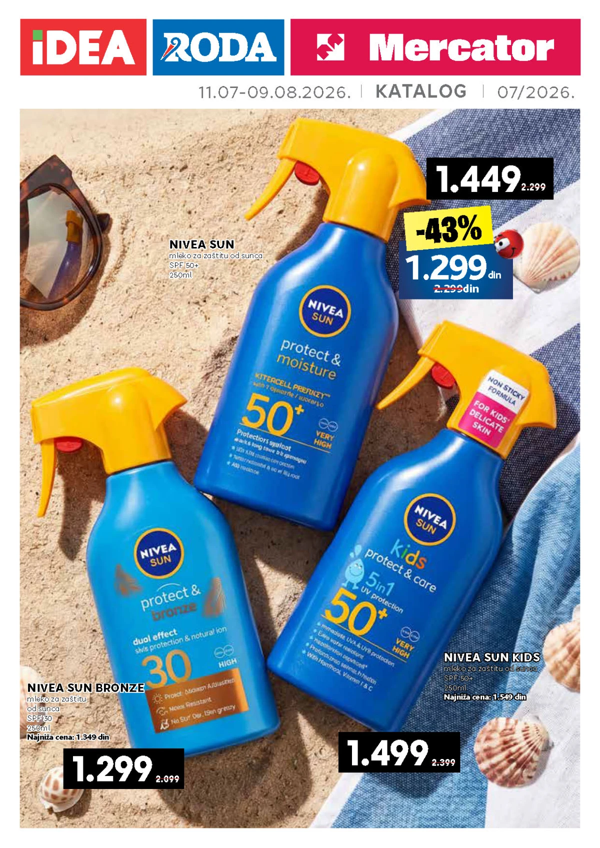 IDEA, Roda i Mercator katalog od 11.07. do 09.08.2026. – popusti do 62% na kozmetiku, proizvode za negu, bebe i kućnu hemiju