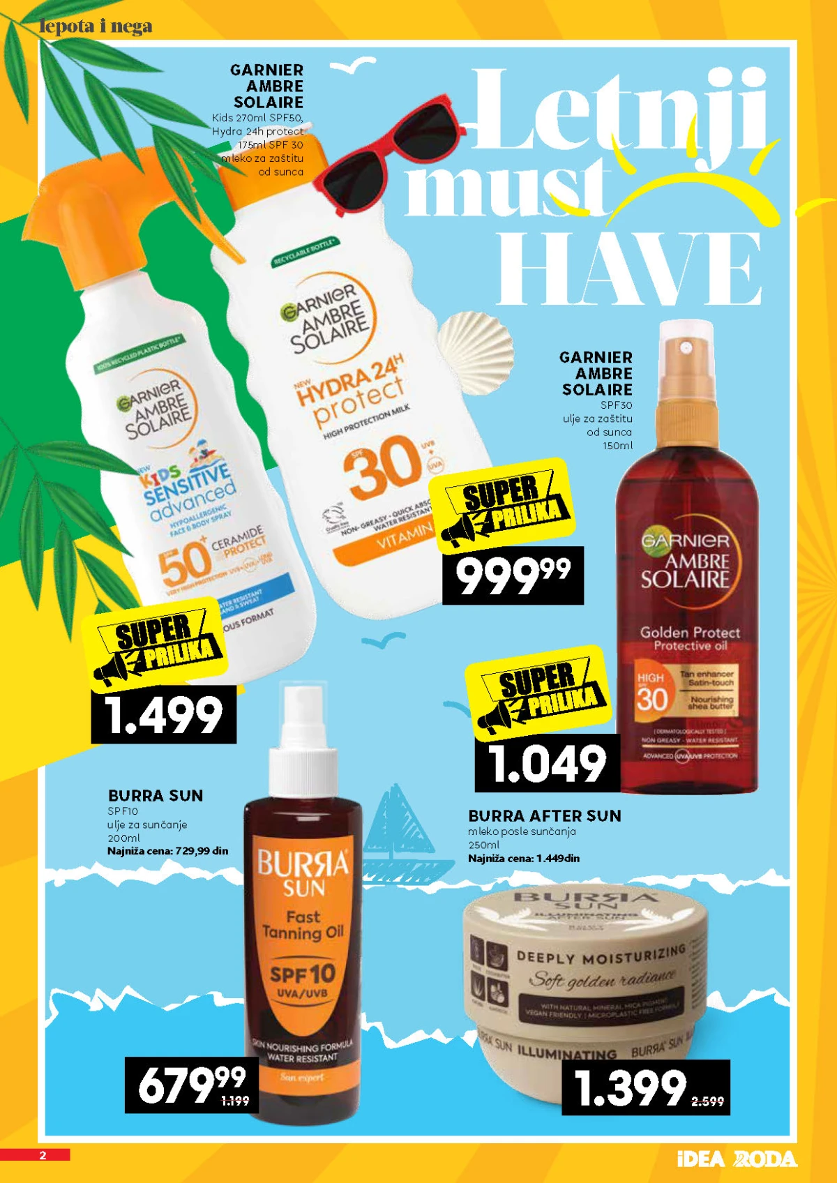 IDEA, Roda i Mercator katalog – Garnier Ambre Solaire, Burra Sun i proizvodi za zaštitu od sunca