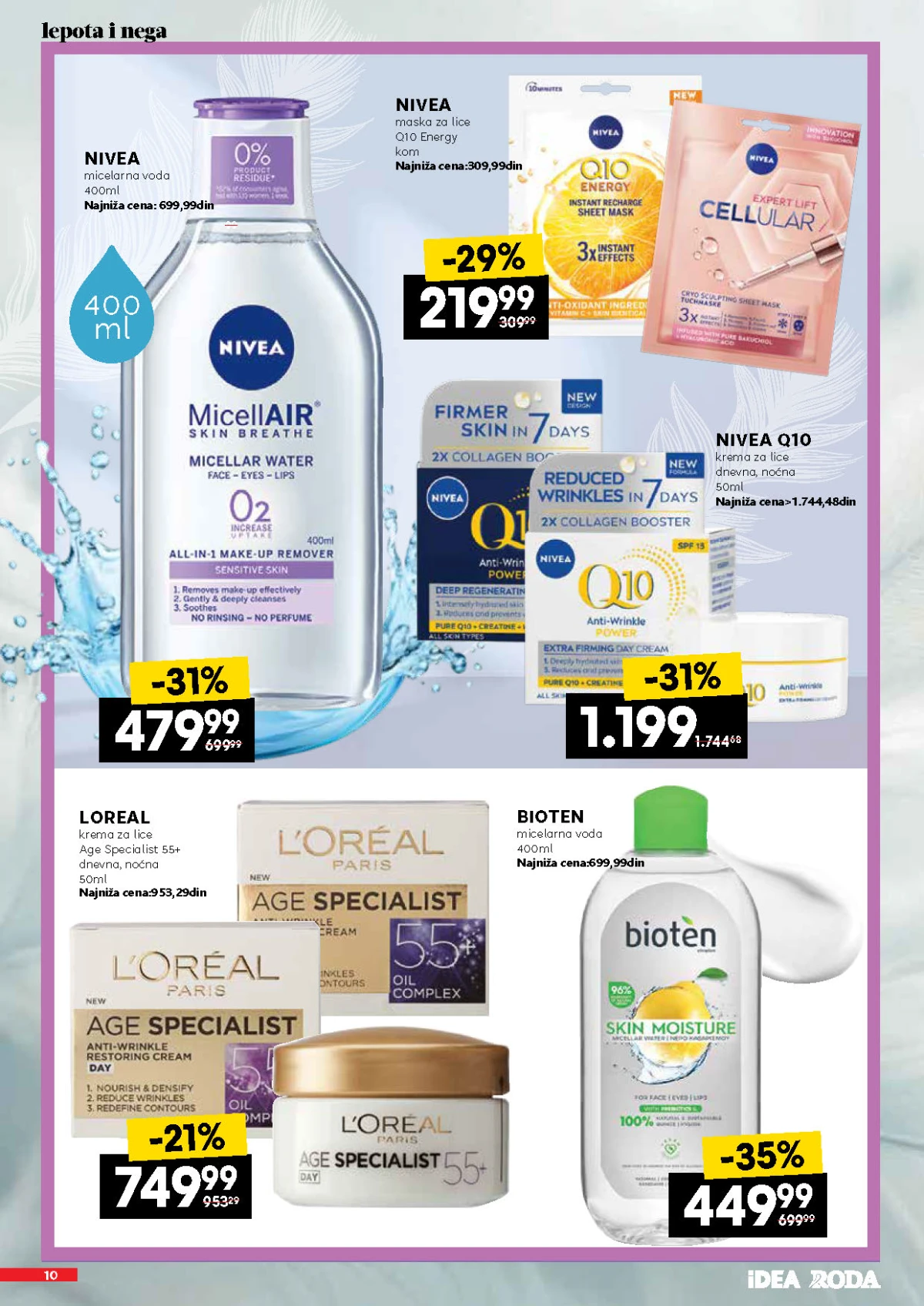 IDEA, Roda i Mercator katalog – Nivea Q10, L'Oréal Age Specialist i Bioten
