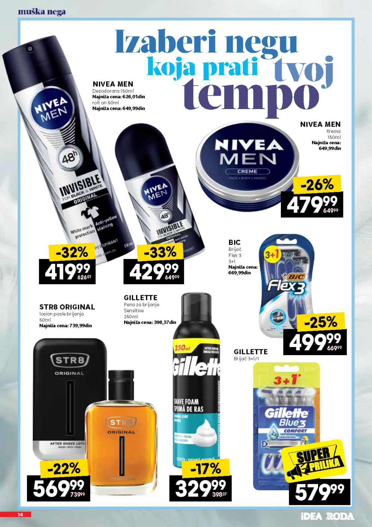 IDEA, Roda i Mercator katalog – Nivea Men, Gillette, BIC i STR8