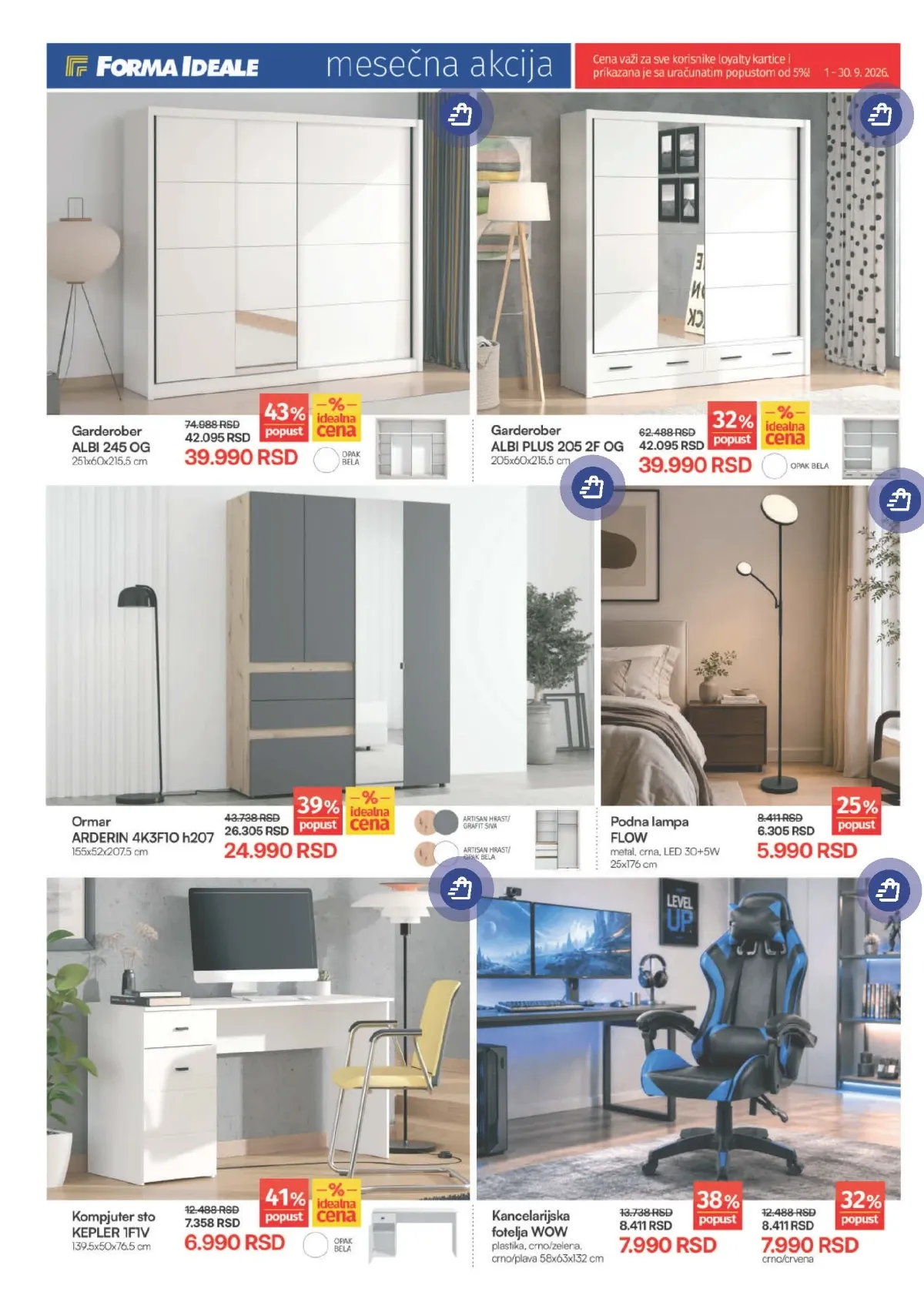 Forma Ideale katalog septembar 2026. – garderoberi, ormari, računarski stolovi i kancelarijske fotelje