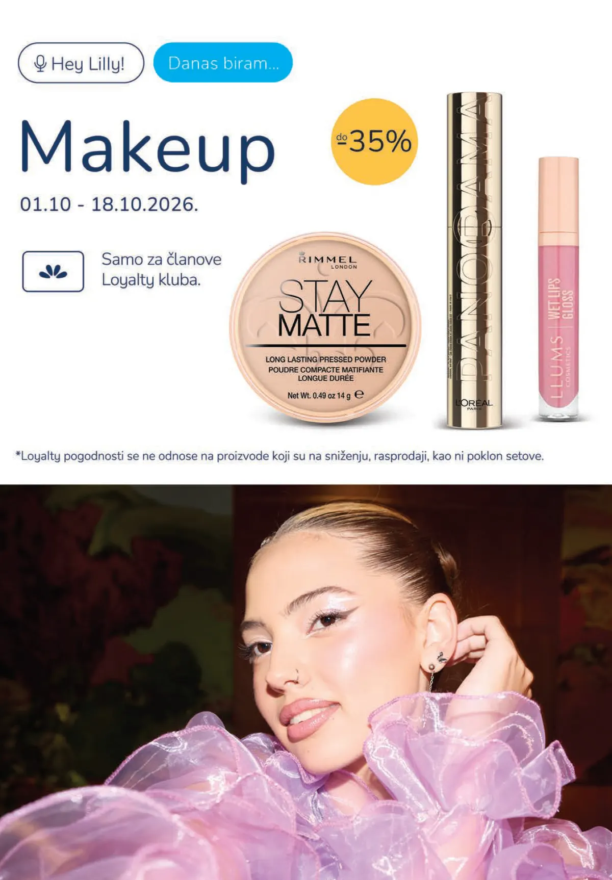 Lilly Makeup akcija oktobar 2026. – Rimmel, L'Oréal i LLUMS sniženi do 35%