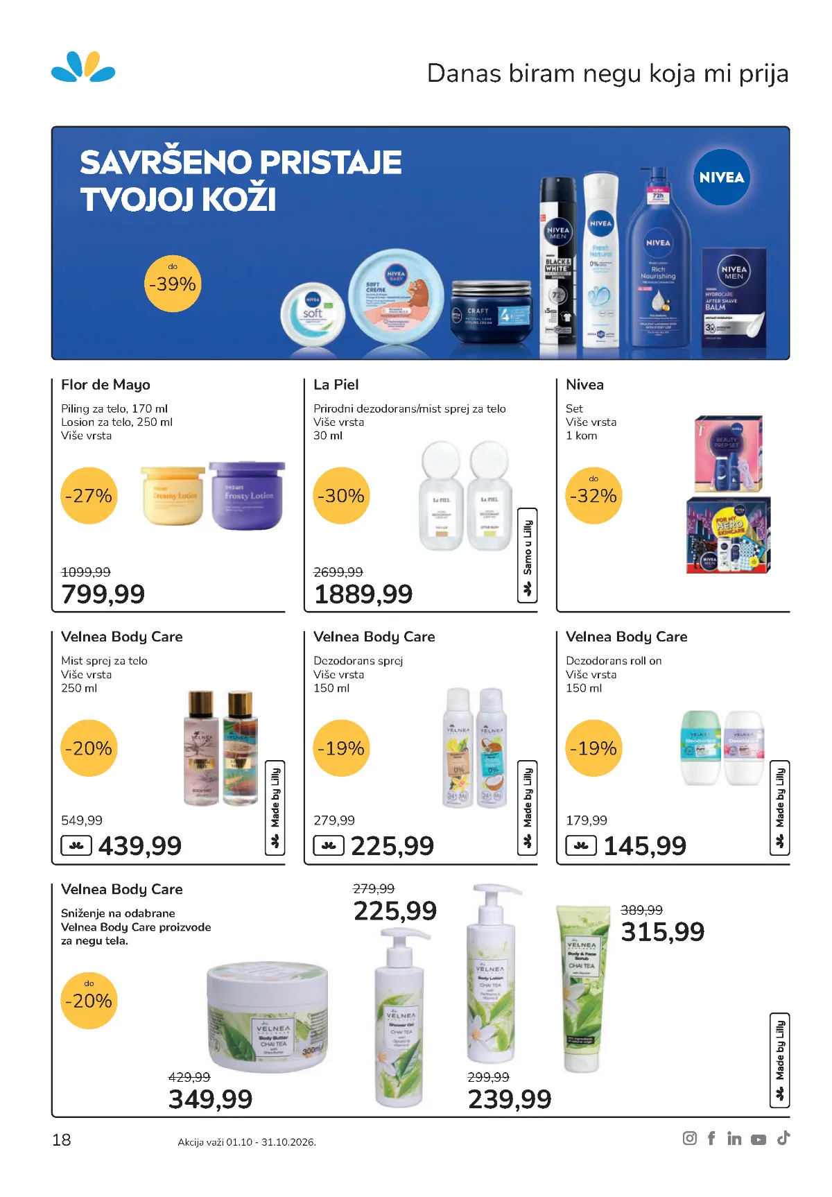 Lilly nega tela – Nivea, La Piel, Flor de Mayo i Velnea Body Care