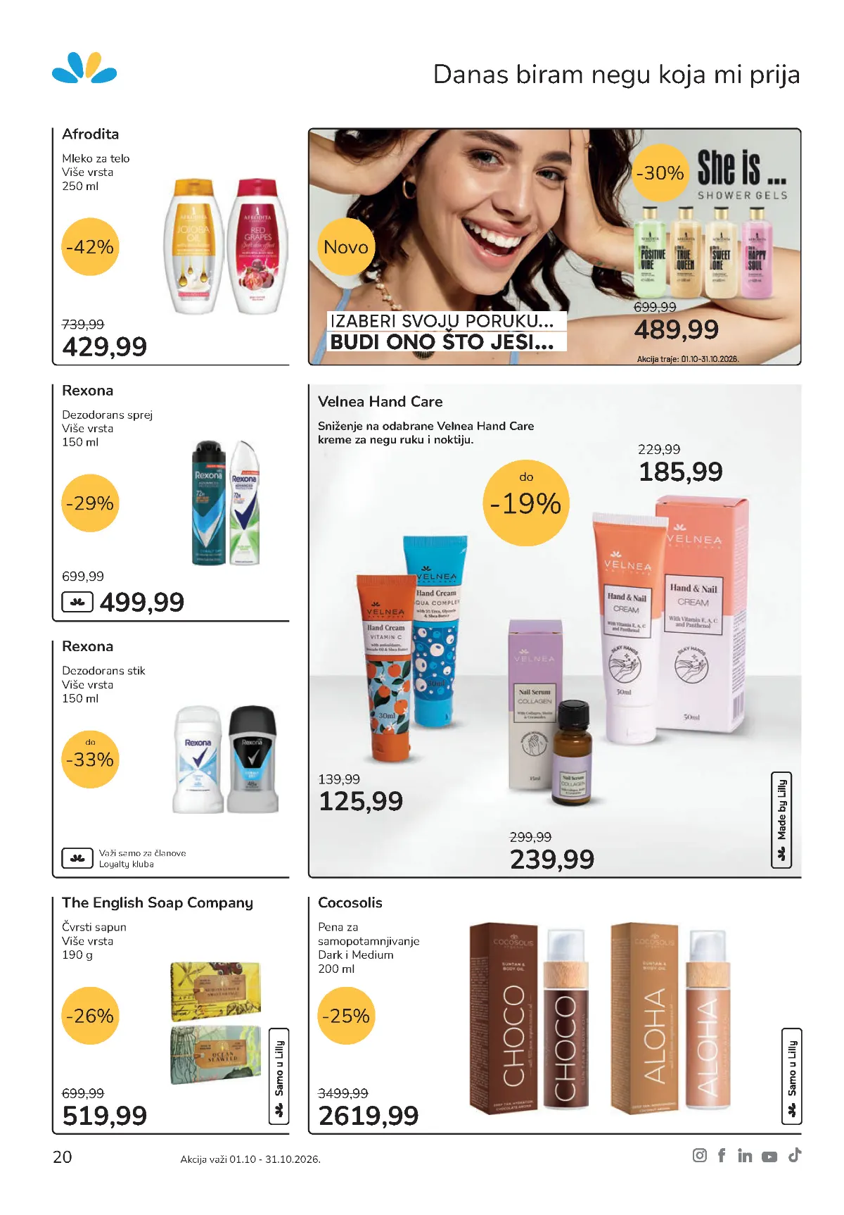 Lilly nega tela – Afrodita, Rexona, Cocosolis i Velnea Hand Care