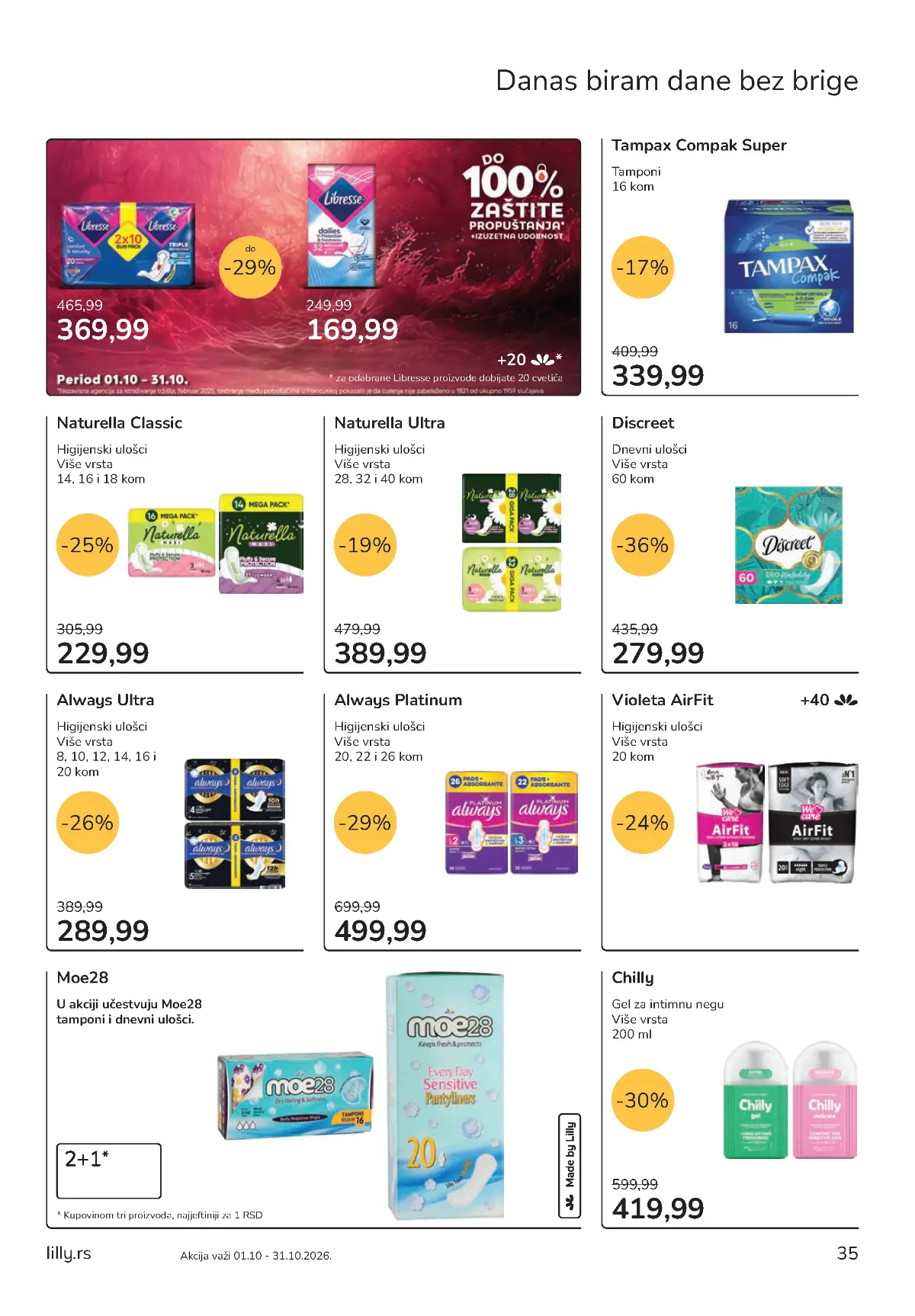 Lilly intimna higijena – Always, Naturella, Libresse, Violeta i Chilly
