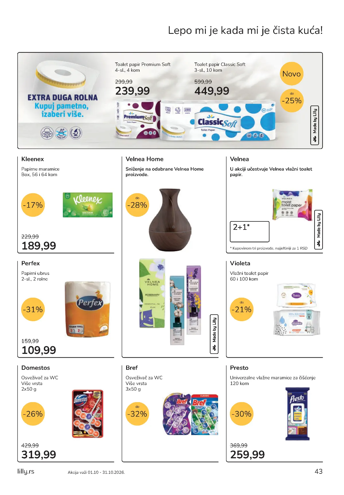 Lilly proizvodi za domaćinstvo – Kleenex, Perfex, Domestos, Bref i Violeta