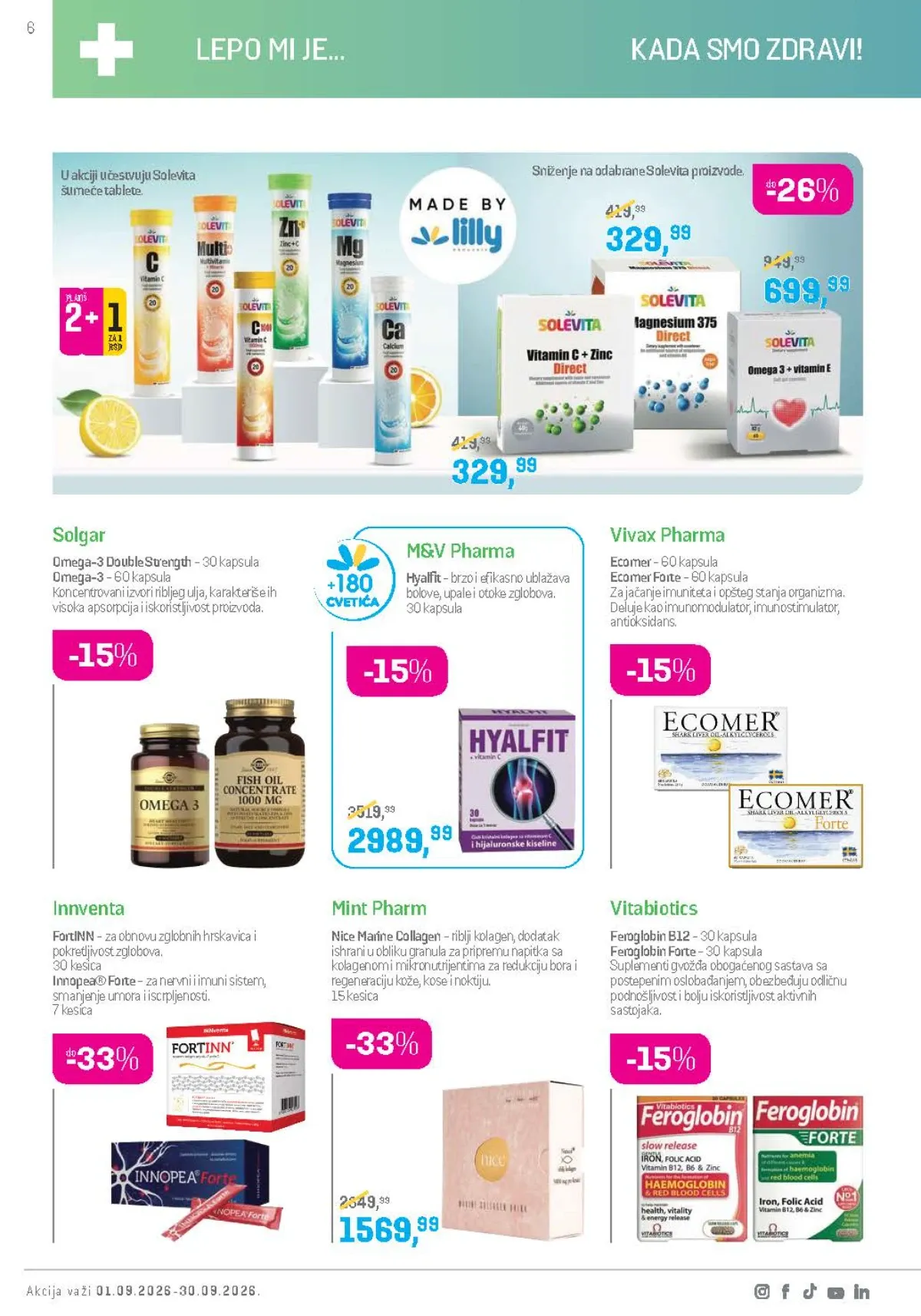 Lilly katalog septembar 2026. – Innventa, Mint Pharm i Solevita proizvodi na akciji