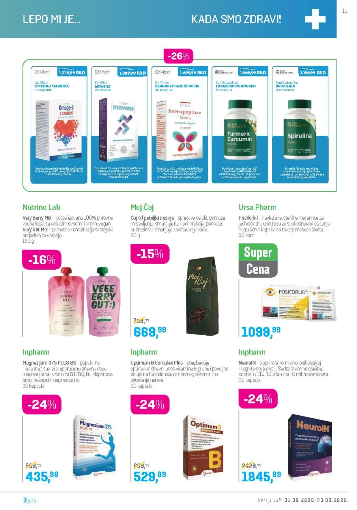 Lilly katalog septembar 2026. – Dr. Viton, San Sebastian i Inpharm suplementi