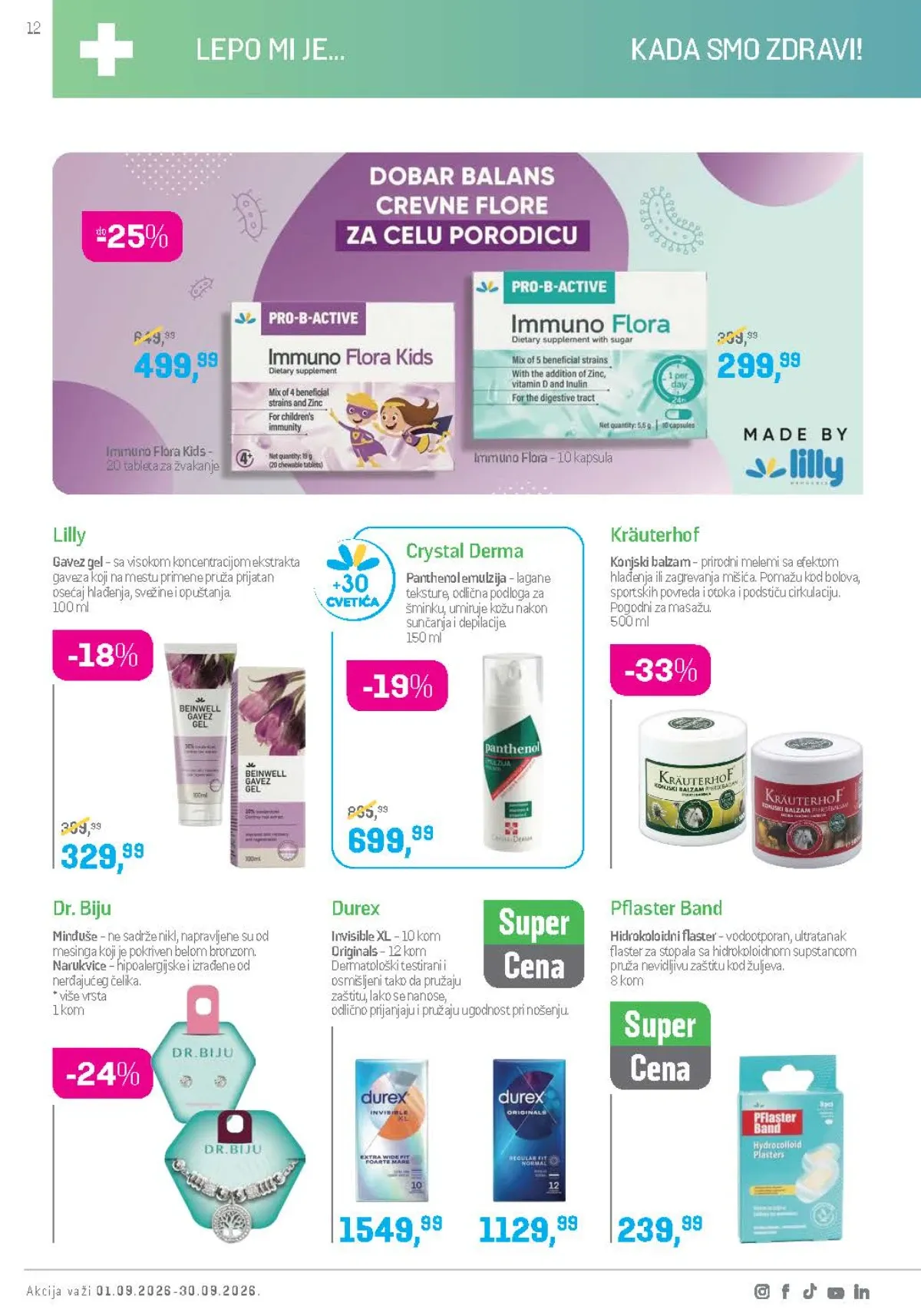 Lilly katalog septembar 2026. – Kräuterhof, Immuno Flora i Dr. Biju proizvodi