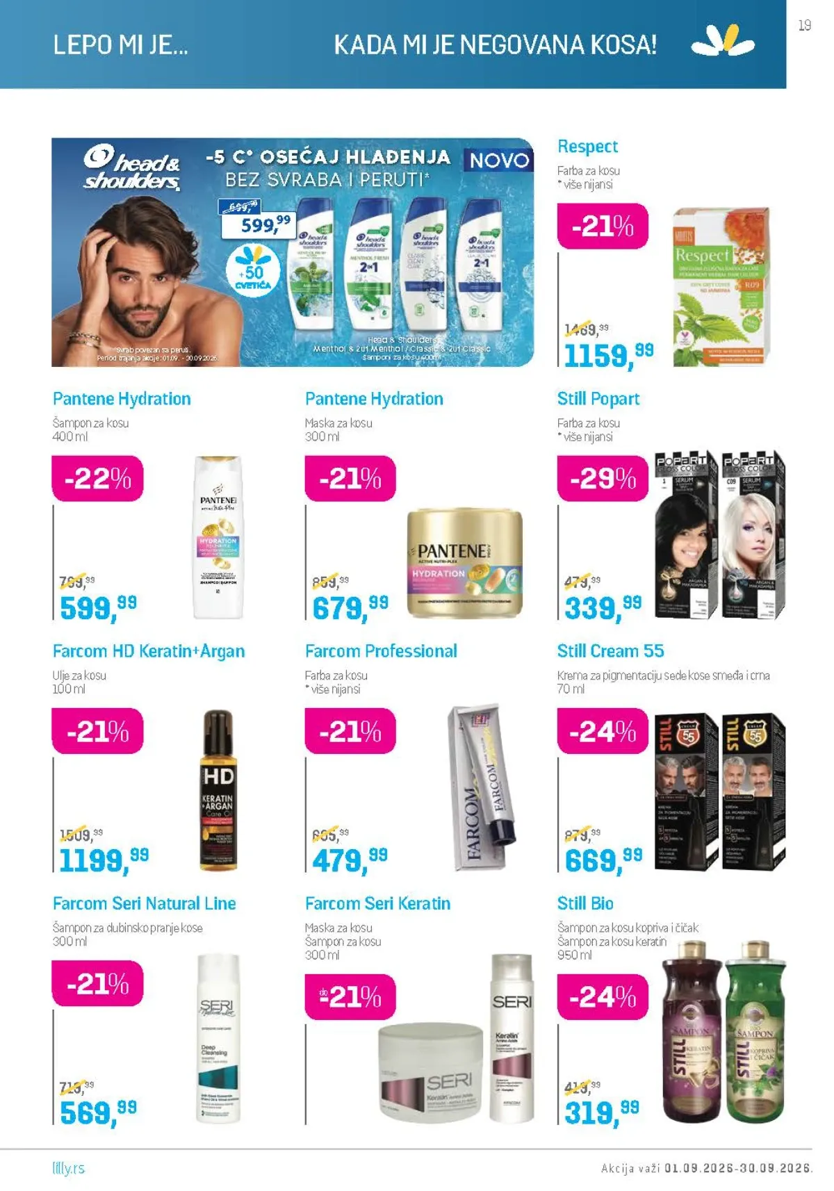 Lilly katalog septembar 2026. – Still, Pantene i Farcom proizvodi za kosu