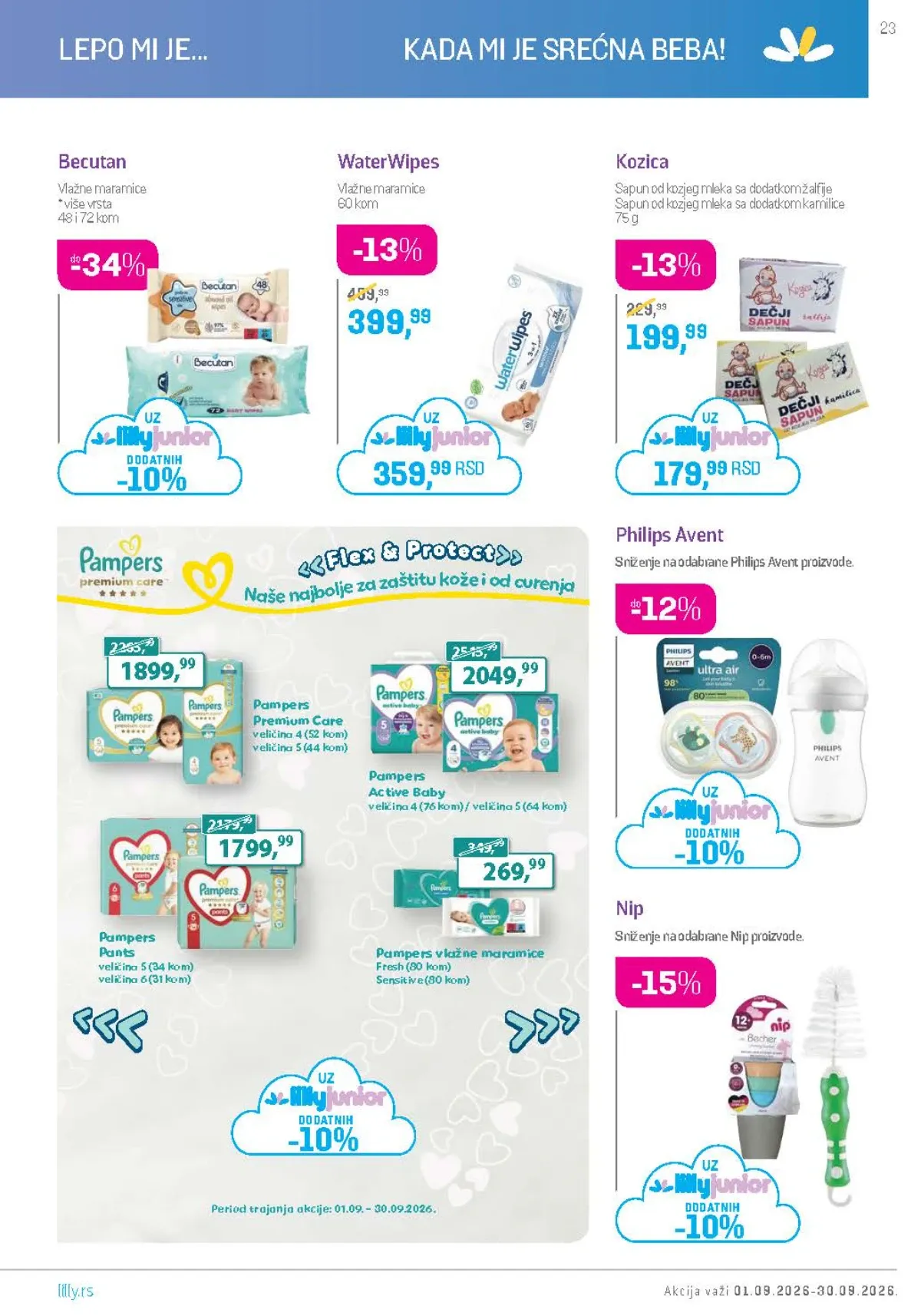 Lilly katalog septembar 2026. – Becutan, Pampers i Philips Avent proizvodi za bebe