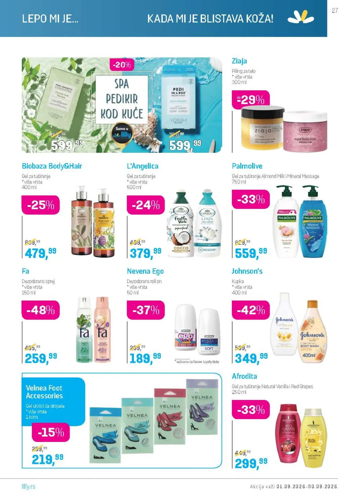 Lilly katalog septembar 2026. – Fa, Johnson’s i Nevena Ego proizvodi za telo