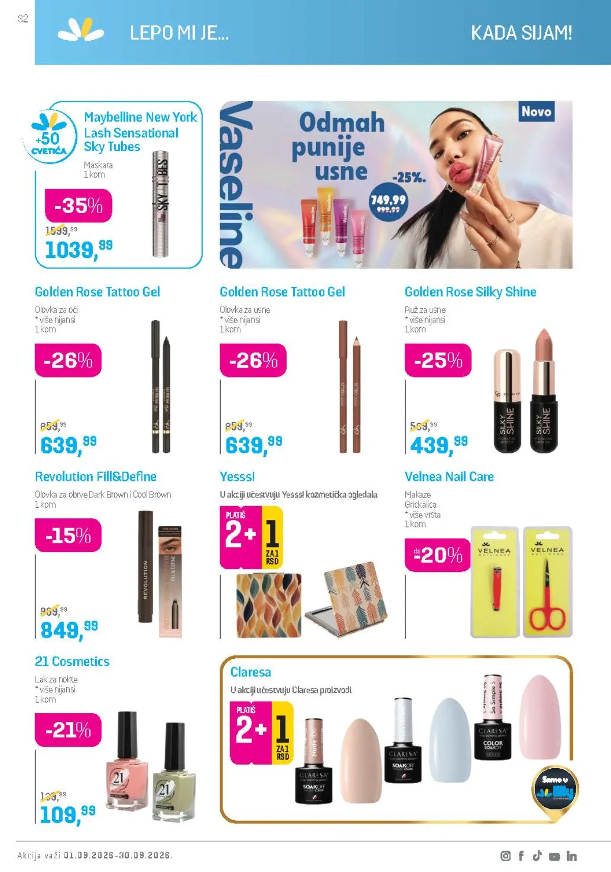 Lilly katalog septembar 2026. – Maybelline i Golden Rose šminka na sniženju