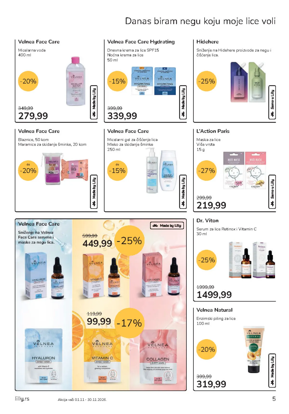 Lilly katalog strana 5 – Velnea micelarna voda i Dr. Viton serumi za lice