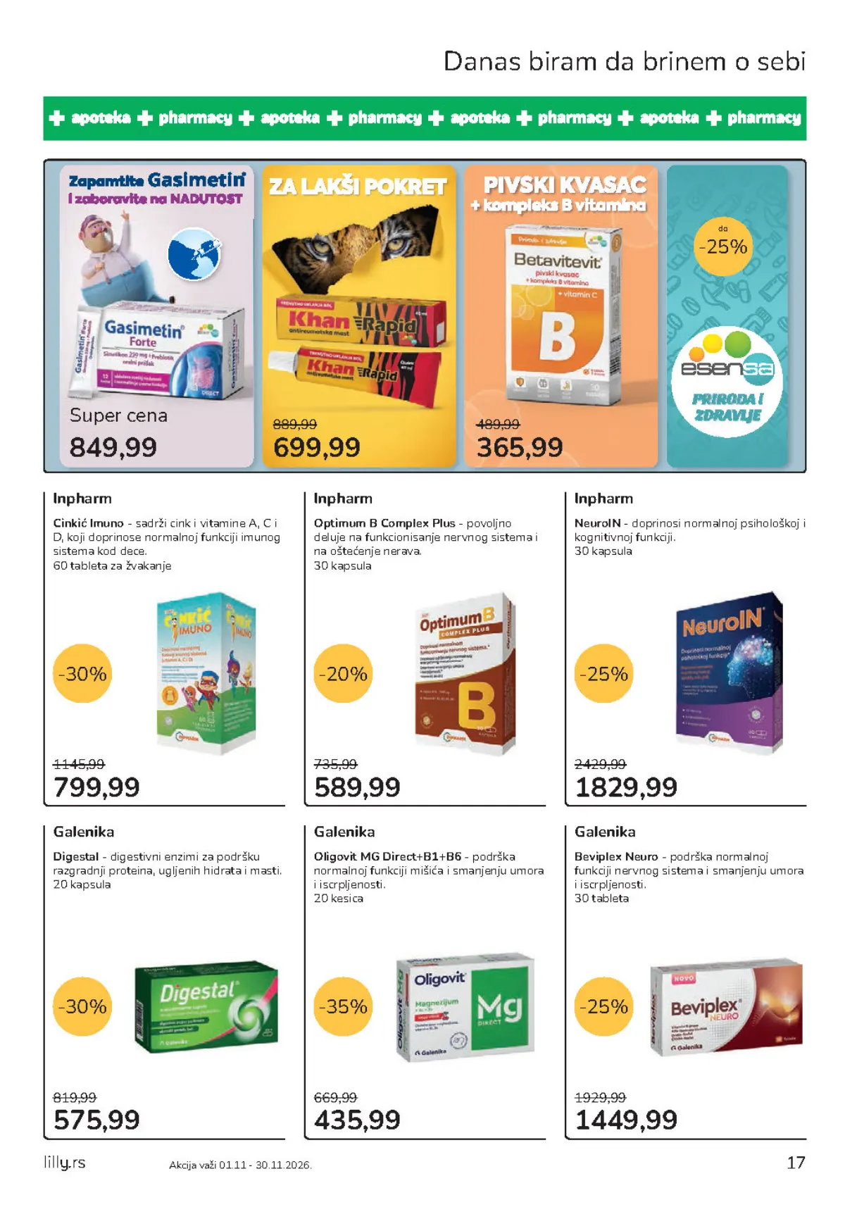 Lilly katalog strana 17 – Galenika Oligovit Mg Direct i Inpharm Cinkić Imuno