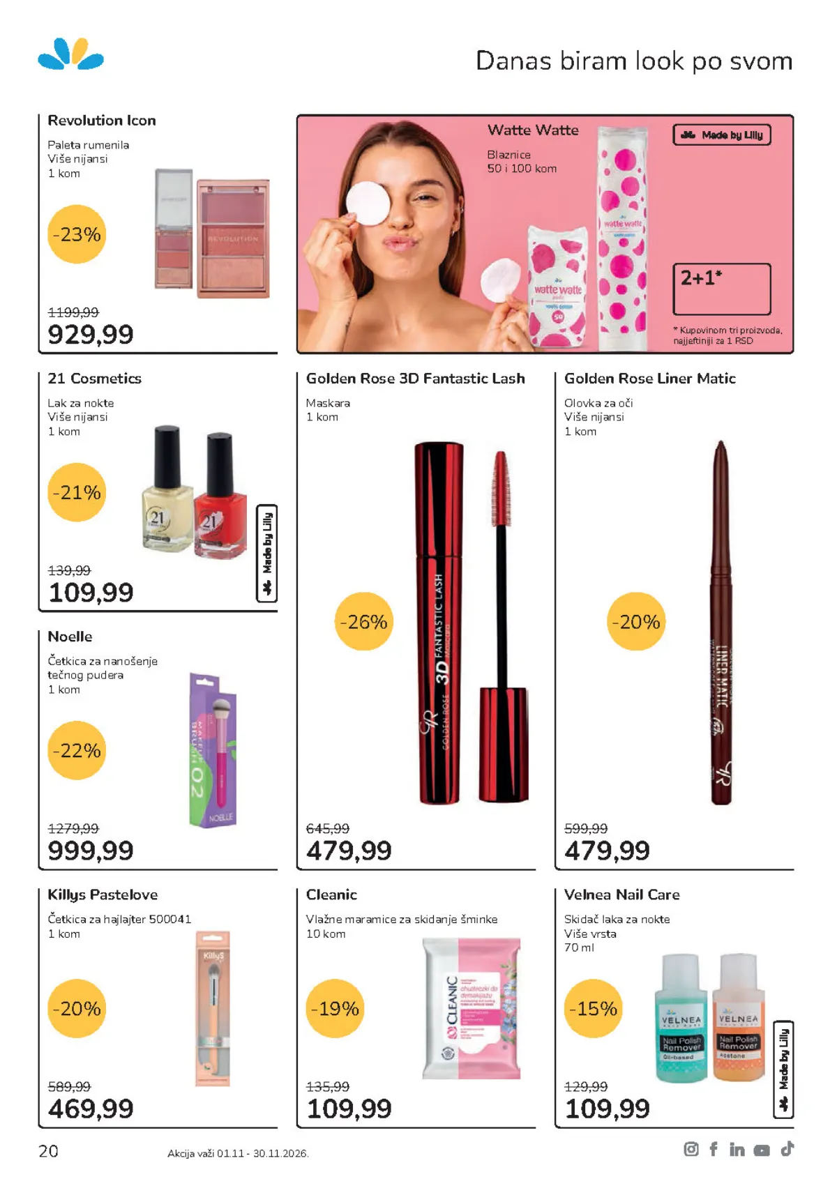 Lilly katalog strana 20 – Golden Rose 3D Fantastic Lash maskara i Revolution Icon paleta rumenila