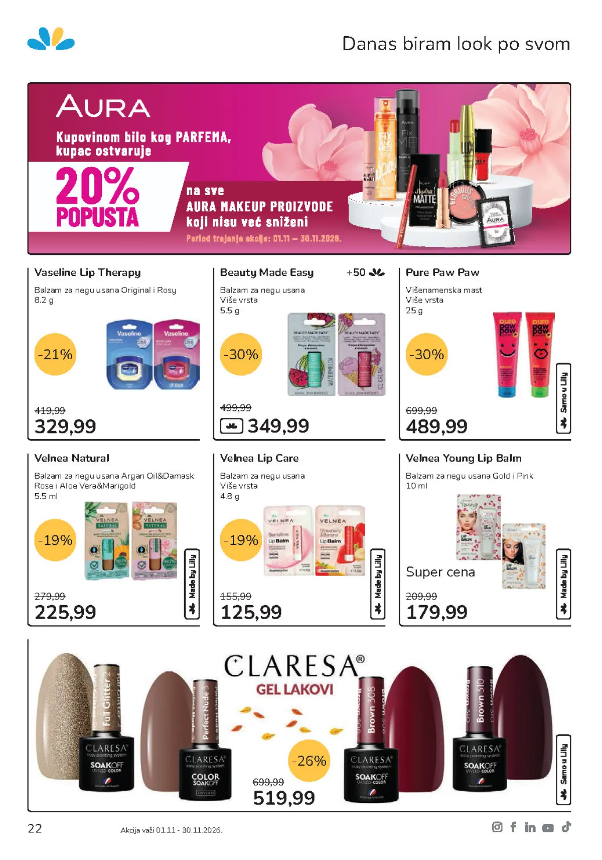 Lilly katalog strana 22 – Vaseline Lip Therapy balzam i Claresa gel-lakovi