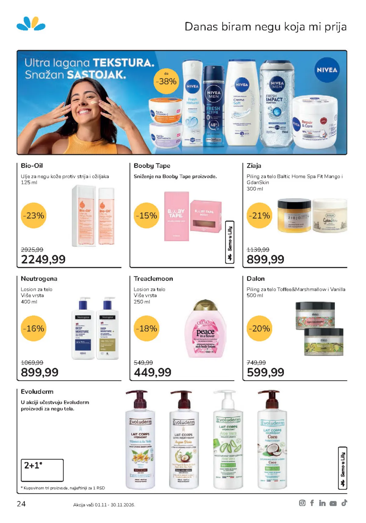 Lilly katalog strana 24 – Bio-Oil ulje i Dalon pilinzi za telo
