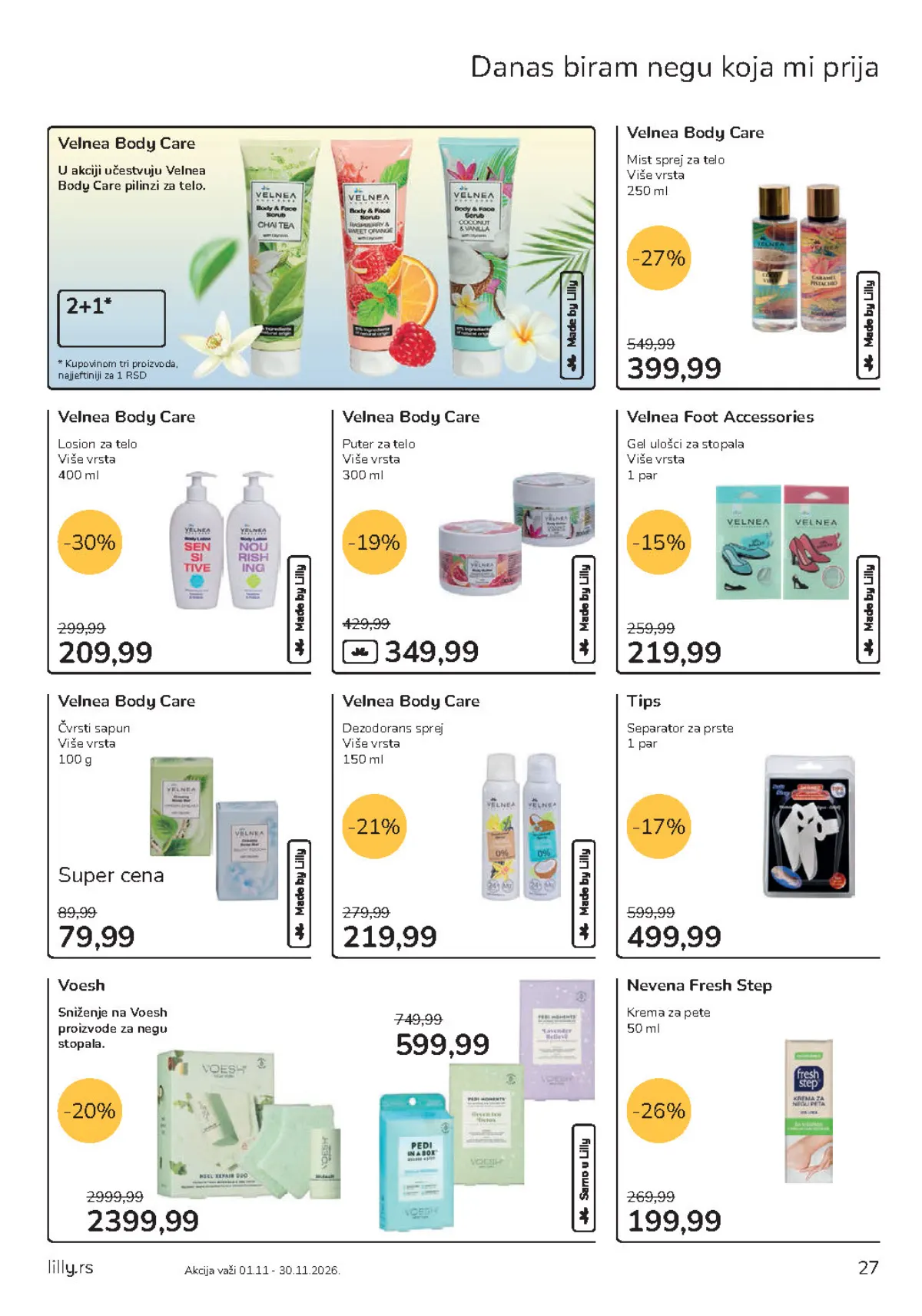 Lilly katalog strana 27 – Velnea Body Care losion i Nevena Fresh Step krema za pete