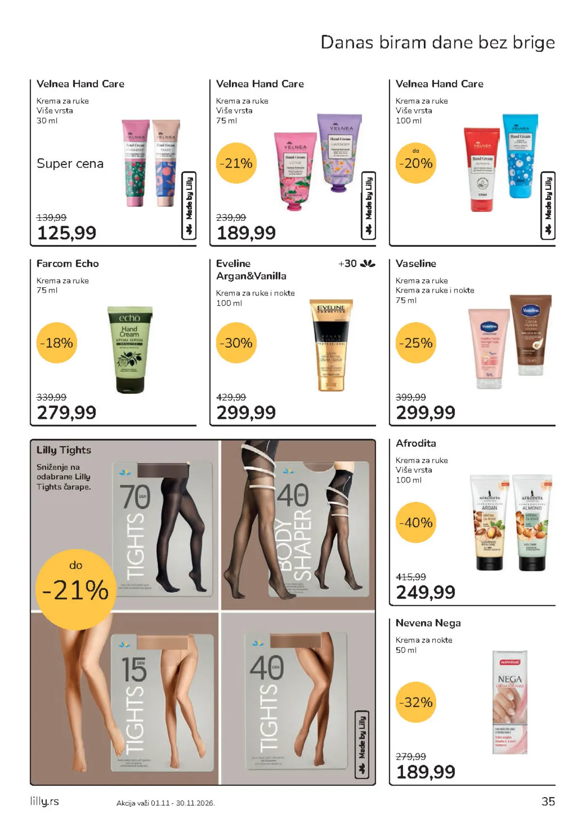 Lilly katalog strana 35 – Afrodita i Eveline kreme za ruke na sniženju