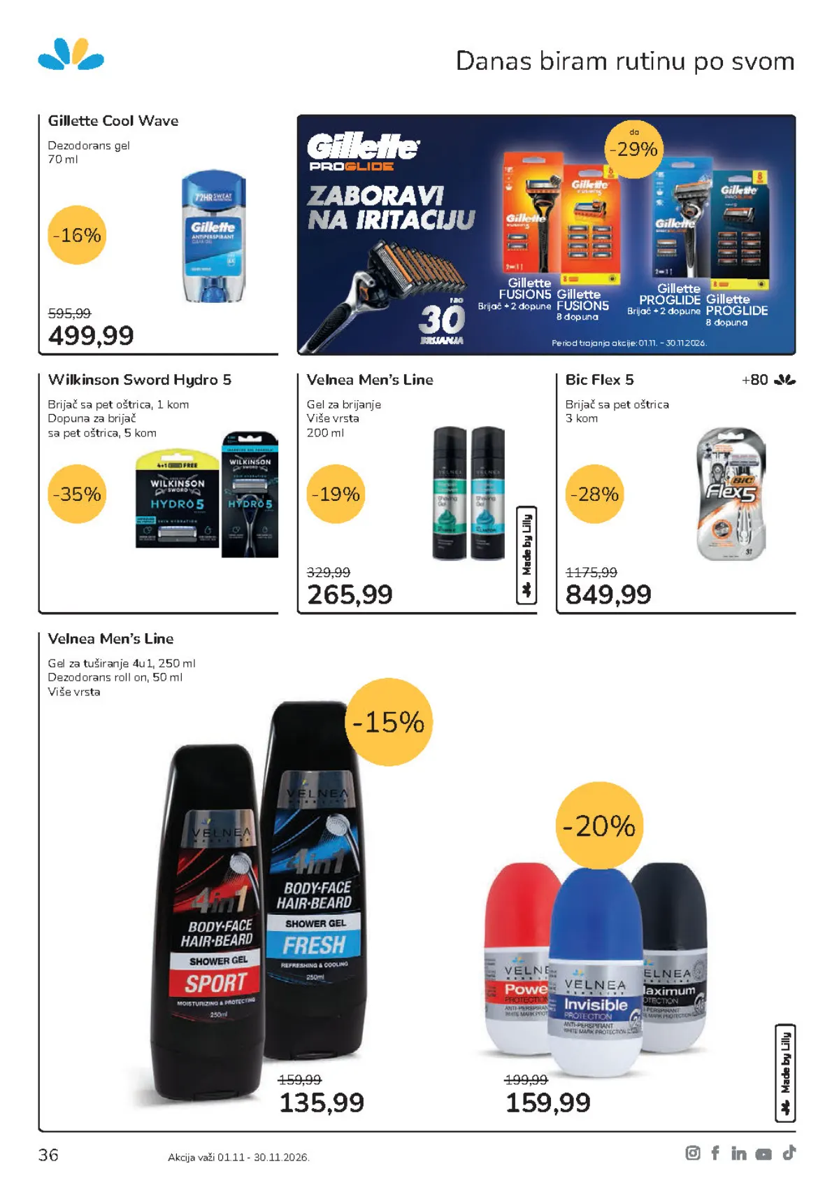 Lilly katalog strana 36 – Bic Flex 5 brijači i Velnea Men’s Line gel za brijanje