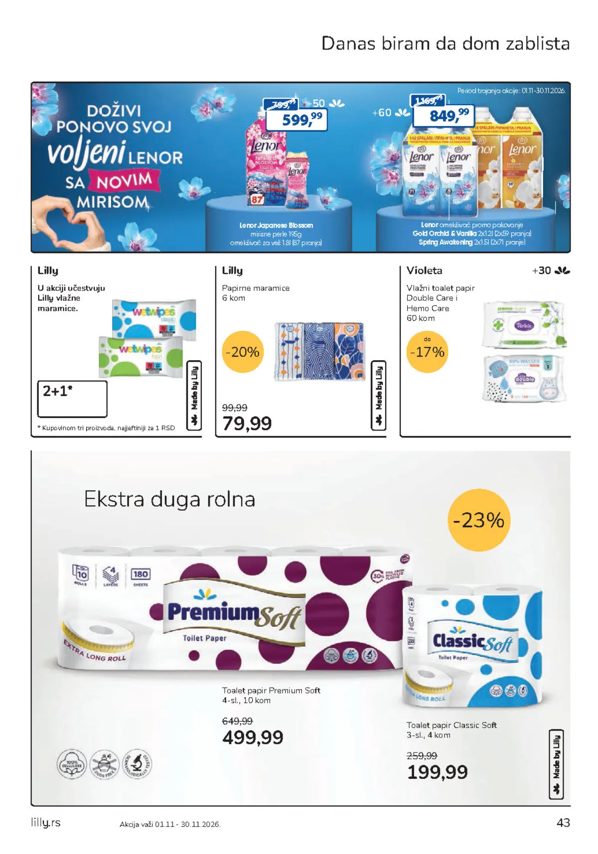Lilly katalog strana 43 – Premium Soft i Classic Soft toalet-papir po akcijskim cenama