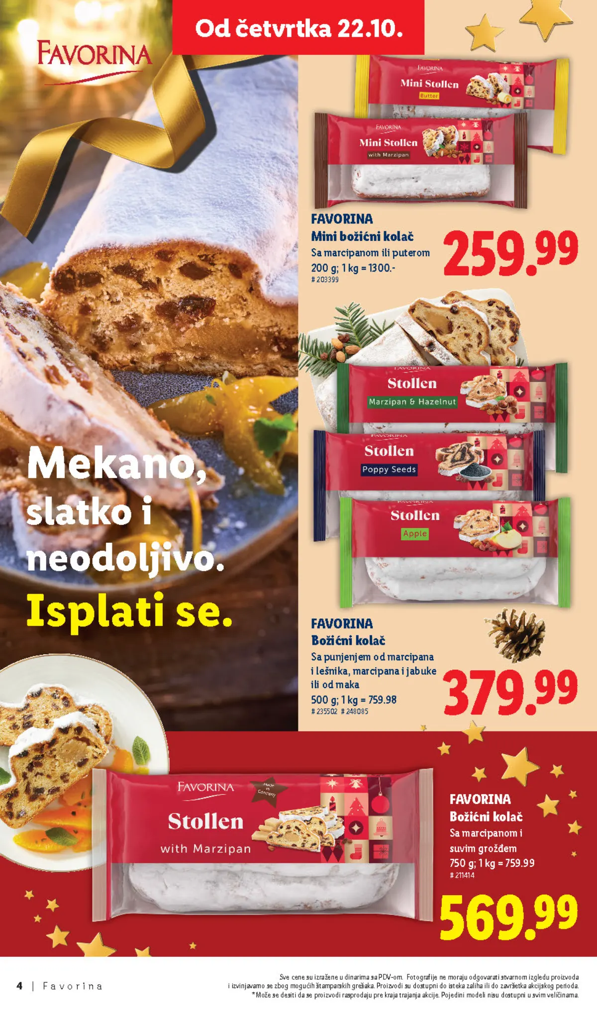 Favorina mini božićni kolač 200 g za 259,99 dinara i božićni kolači sa marcipanom