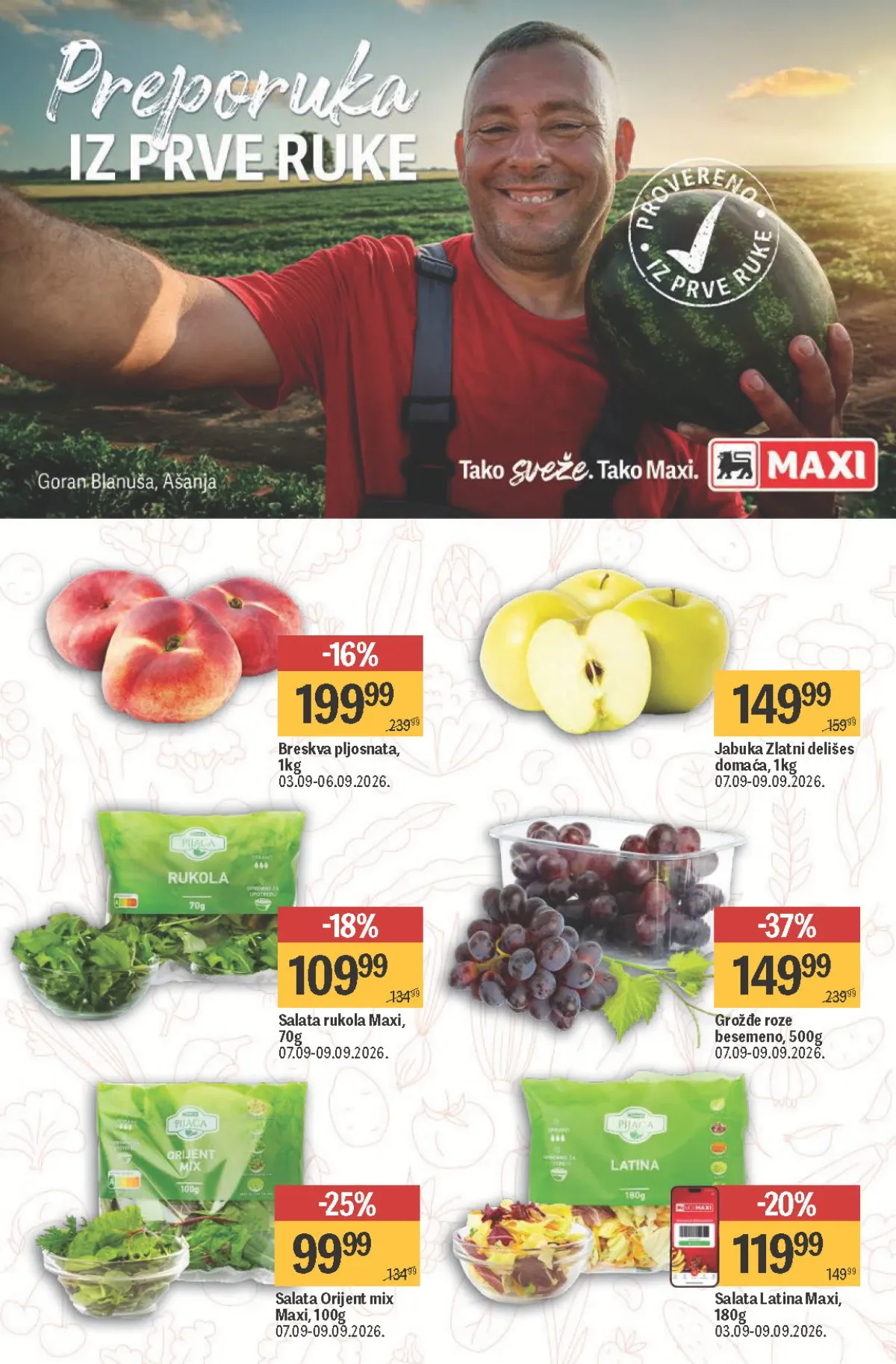 Maxi katalog – akcijske cene voća, salata, grožđa i breskvi