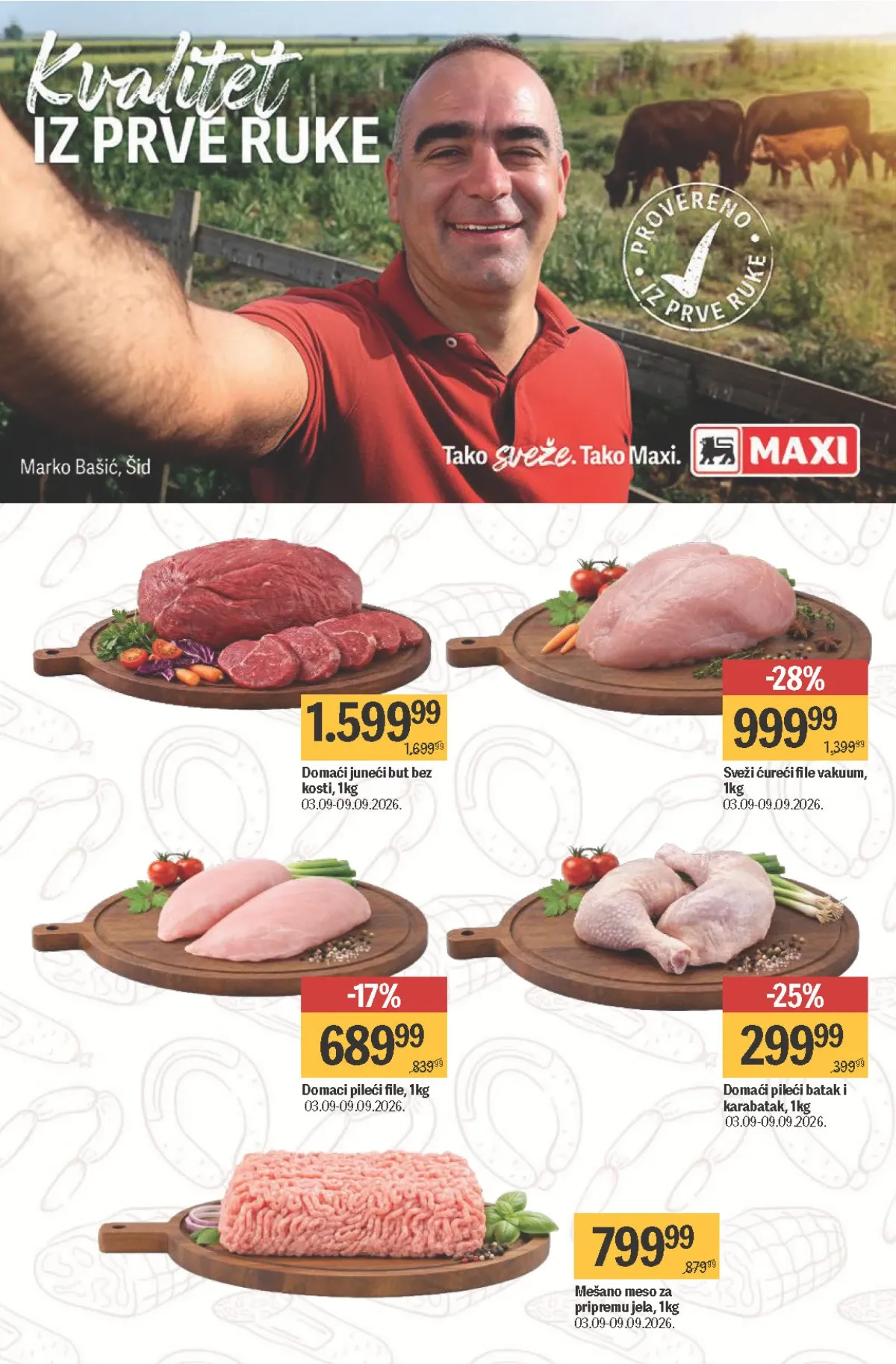 Maxi katalog – domaće pileće, juneće i ćureće meso na akciji