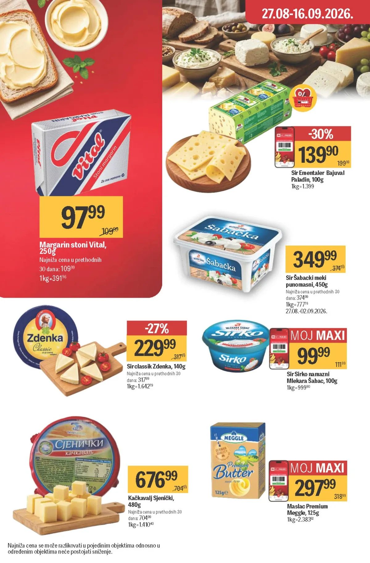 Maxi katalog – sirevi, maslac i mlečni proizvodi po akcijskim cenama