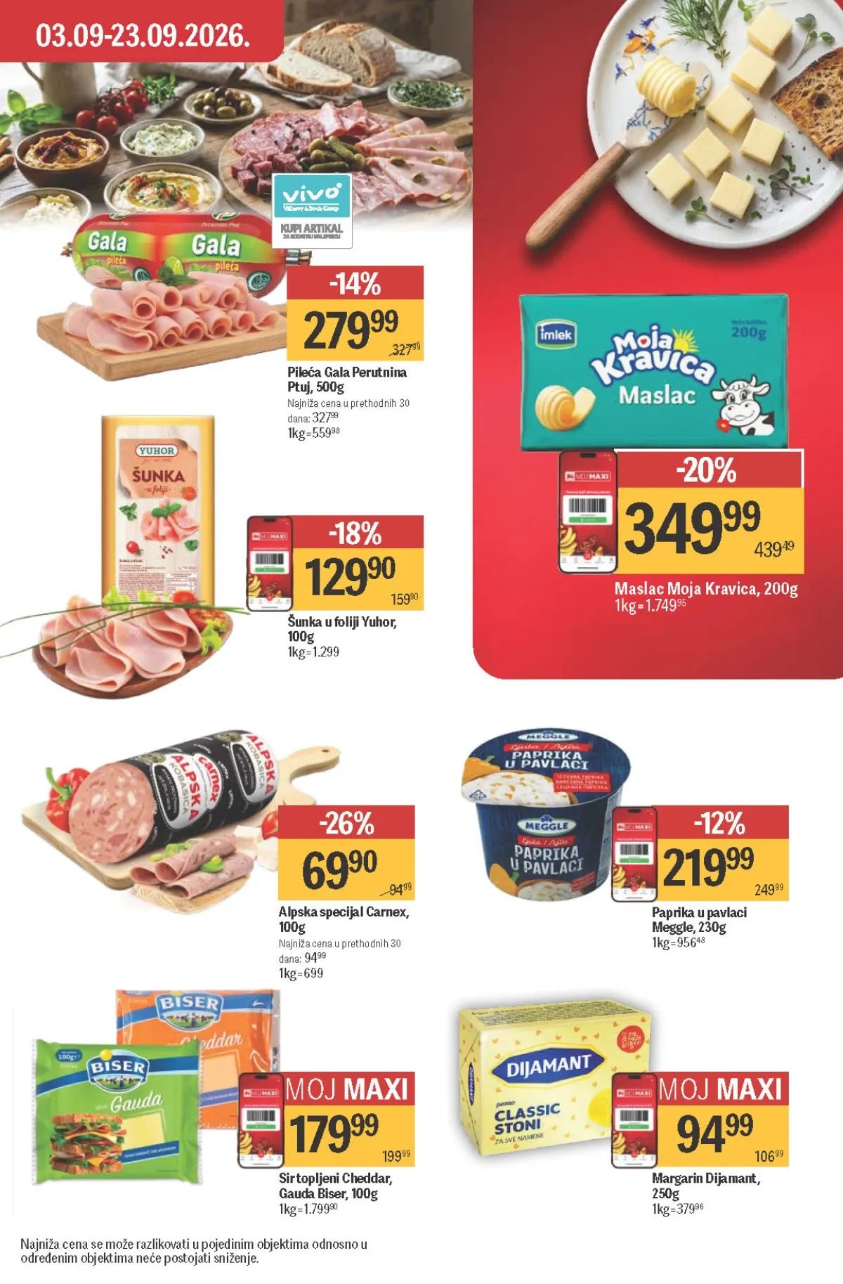 Maxi katalog – maslac, šunka, sir i mesni proizvodi na sniženju
