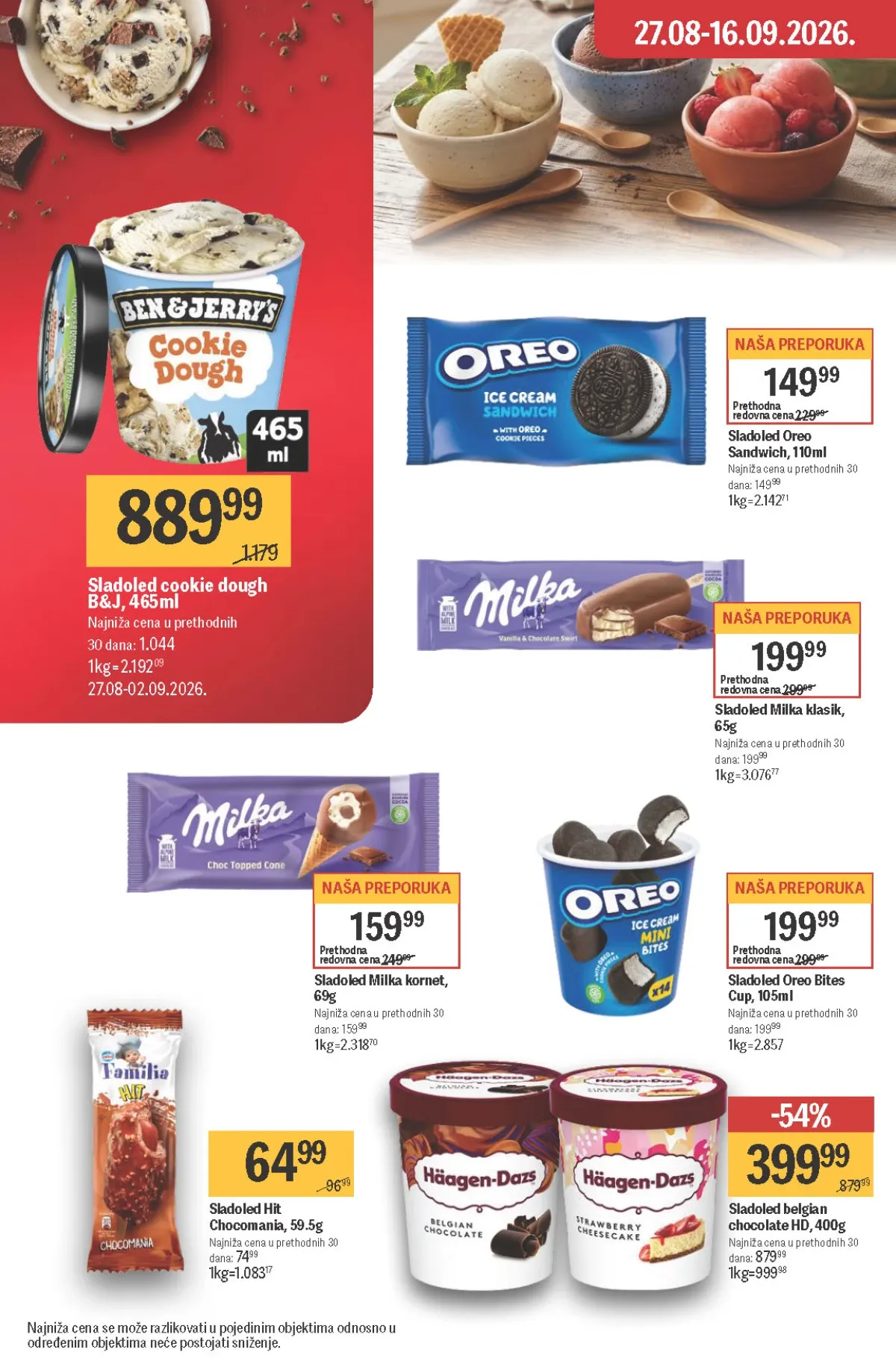 Maxi katalog – sladoledi Häagen-Dazs, Oreo, Milka i Ben and Jerry's