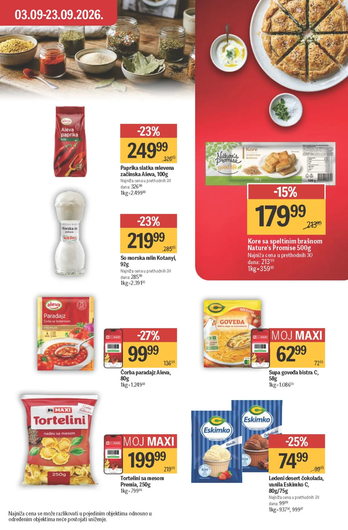 Maxi katalog – začini, supe, tortelini i Nature's Promise proizvodi
