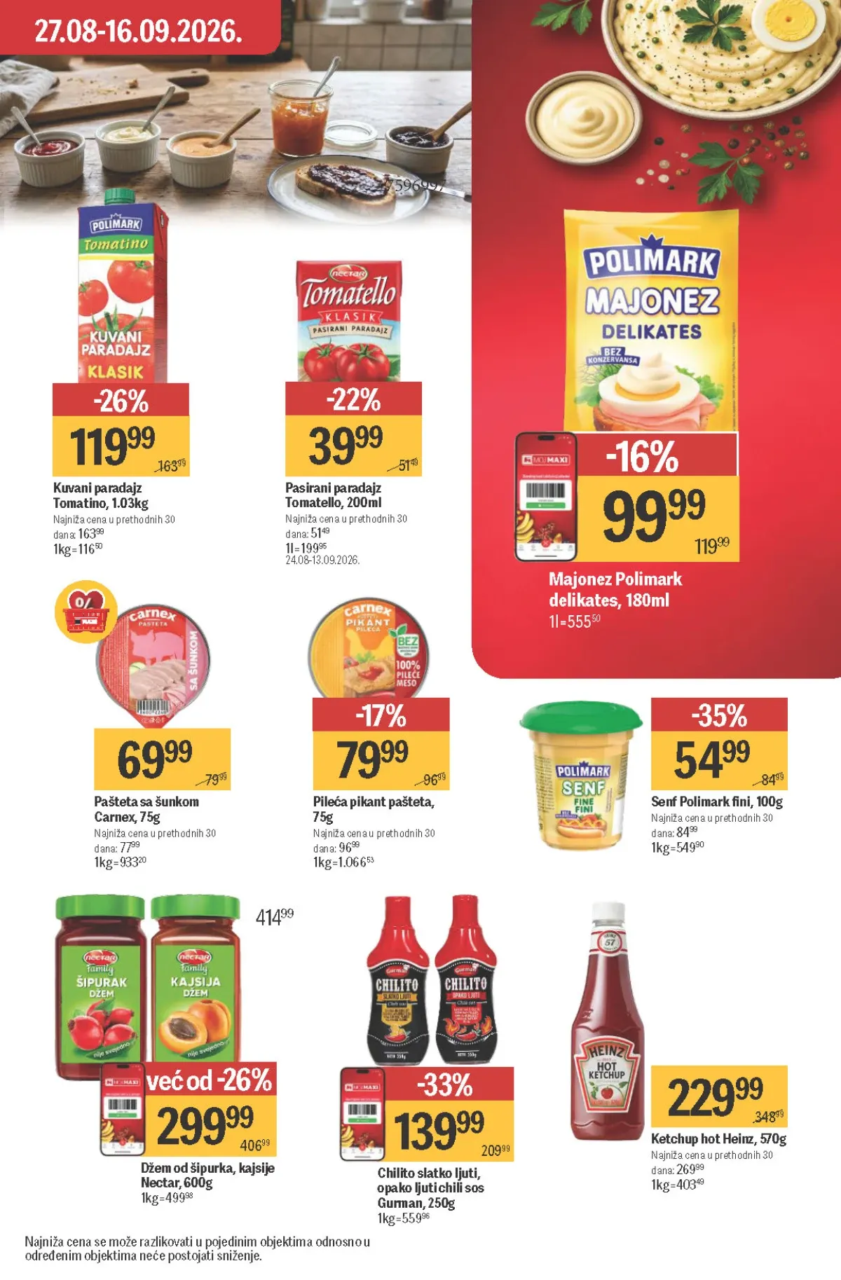 Maxi katalog – majonez, ketchup, senf, džem i paštete na akciji