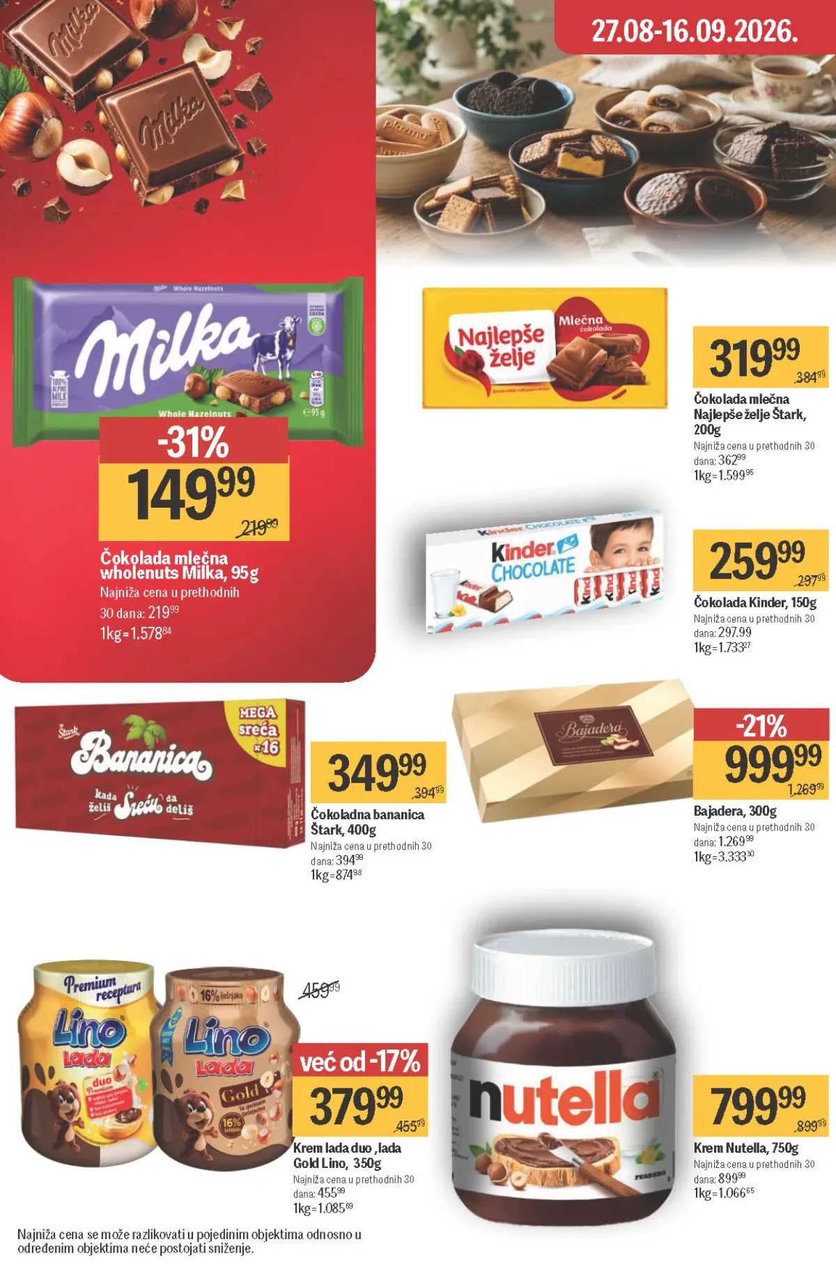 Maxi katalog – Nutella, Milka, Kinder, Bajadera i Najlepše želje