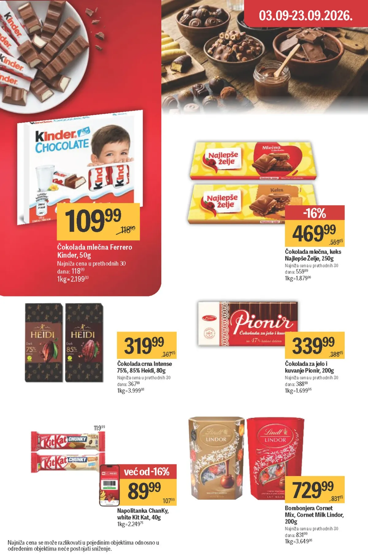 Maxi katalog – čokolade, Lindor bombonjere, KitKat i Kinder