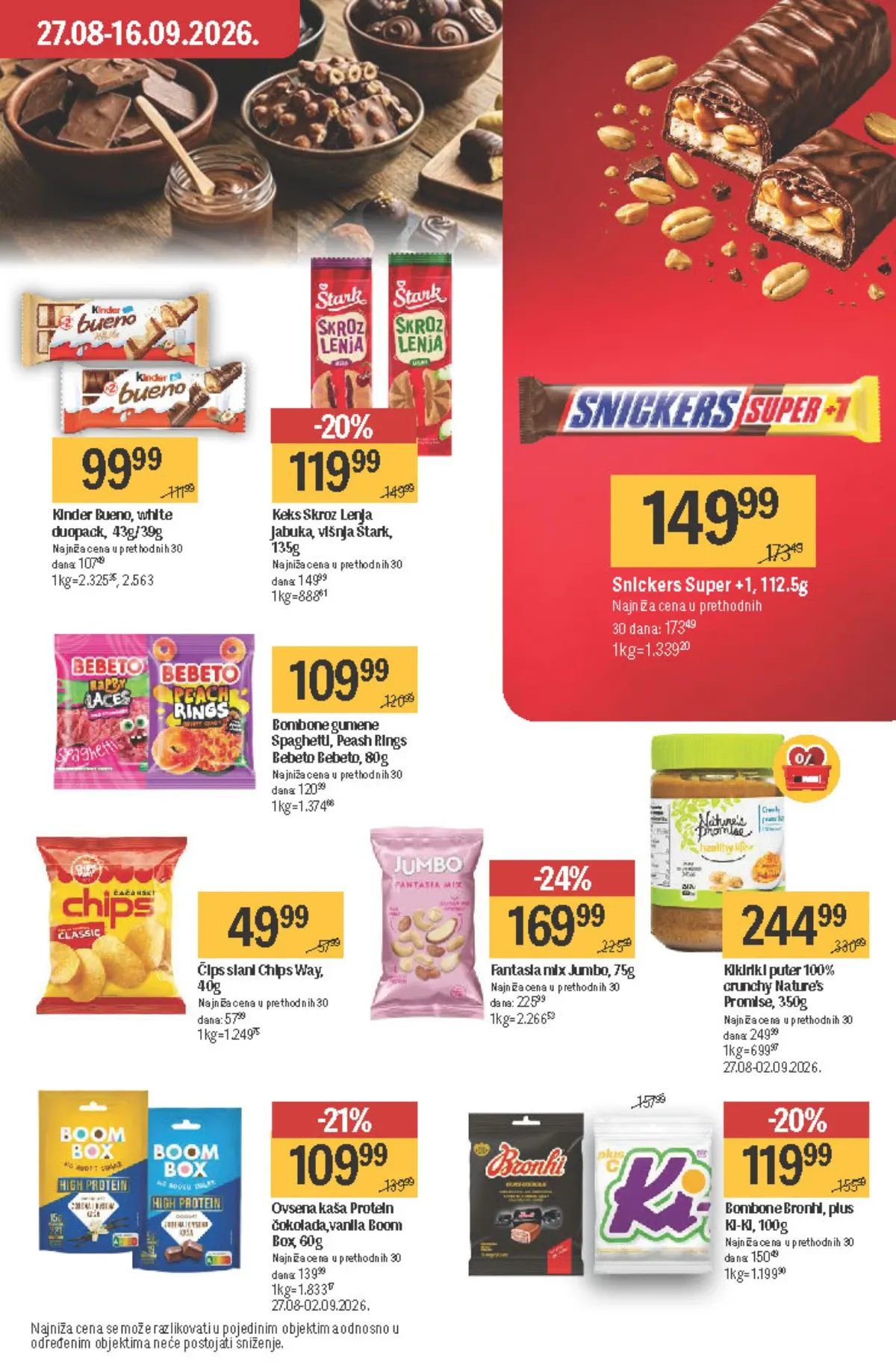 Maxi katalog – Snickers, Kinder Bueno, bombone, čips i kikiriki