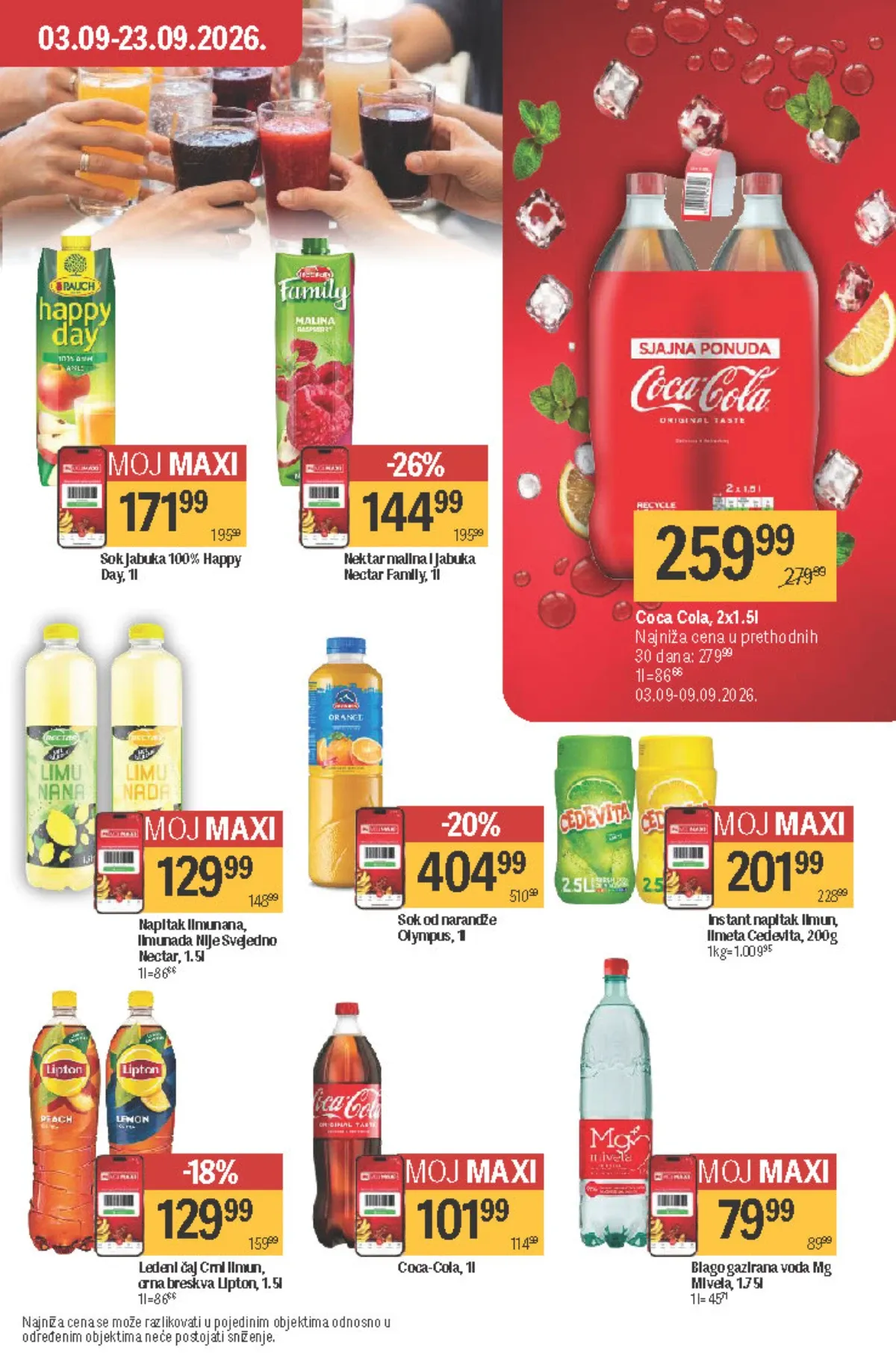 Maxi katalog – Coca-Cola, Nectar, Lipton, Cedevita i sokovi na akciji