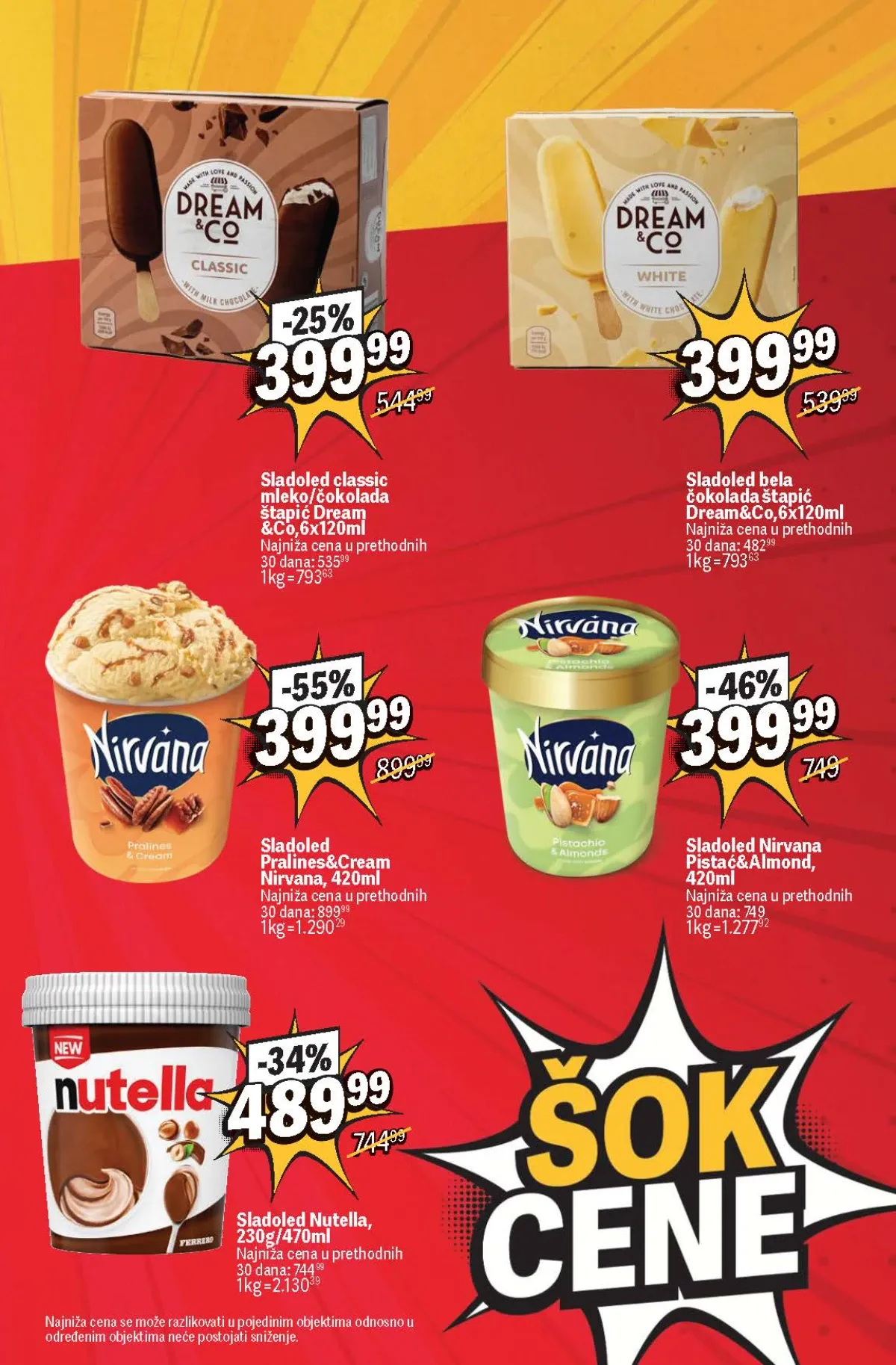 Maxi Šok nedelja – Nirvana, Nutella i Dream and Co sladoledi na akciji