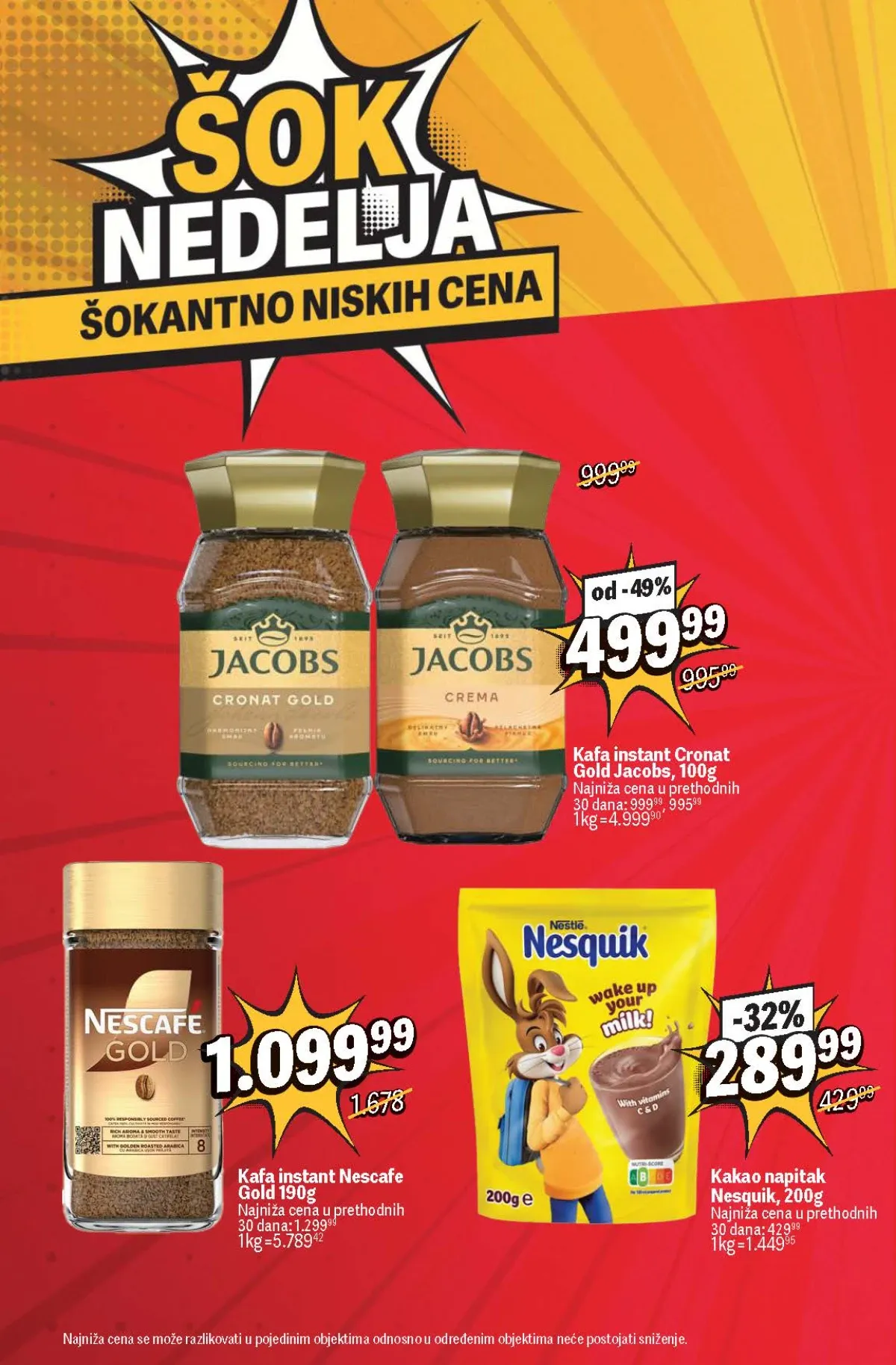 Maxi Šok nedelja – Jacobs i Nescafe instant kafa i Nesquik na akciji