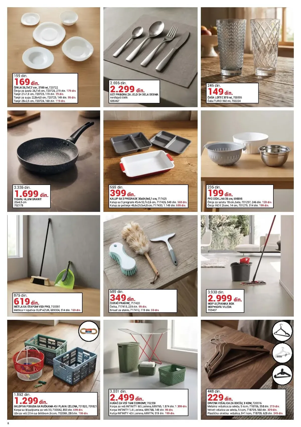 Merkury by Emmezeta akcija na posuđe, pribor za jelo, tiganje, opremu za čišćenje i odlaganje veša