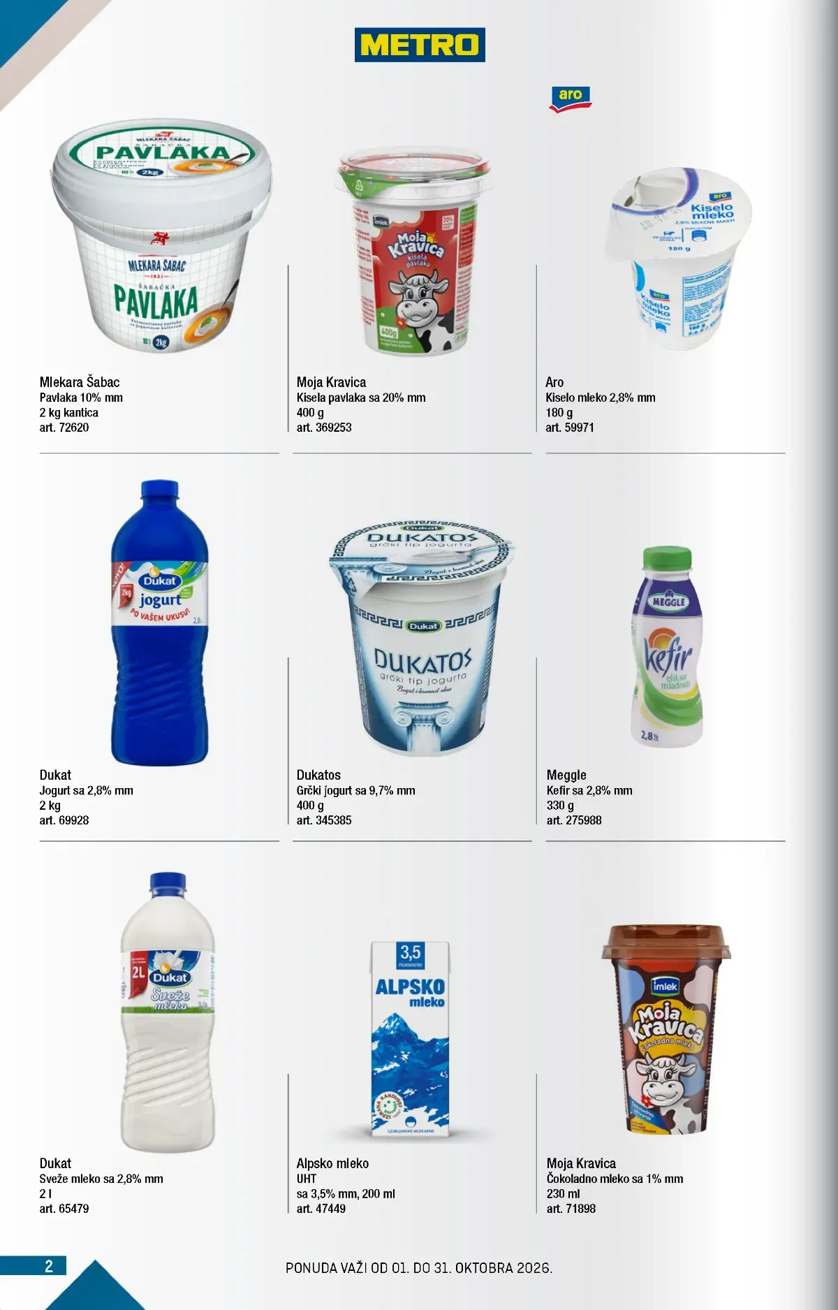 METRO Kupi više, plati manje katalog – strana 2, mlijeko, jogurt, pavlaka i mliječni proizvodi