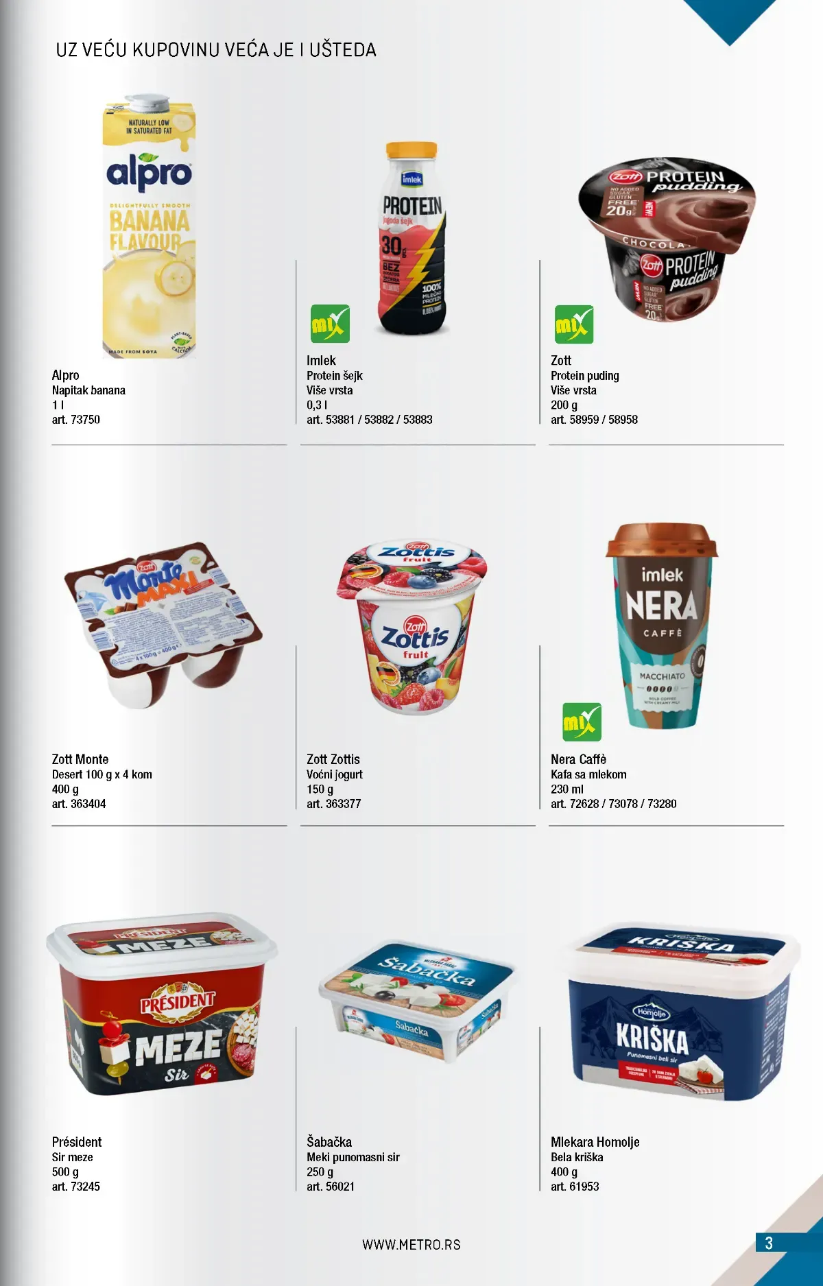 METRO katalog strana 3 – Alpro, proteinski proizvodi, sirevi i jogurti