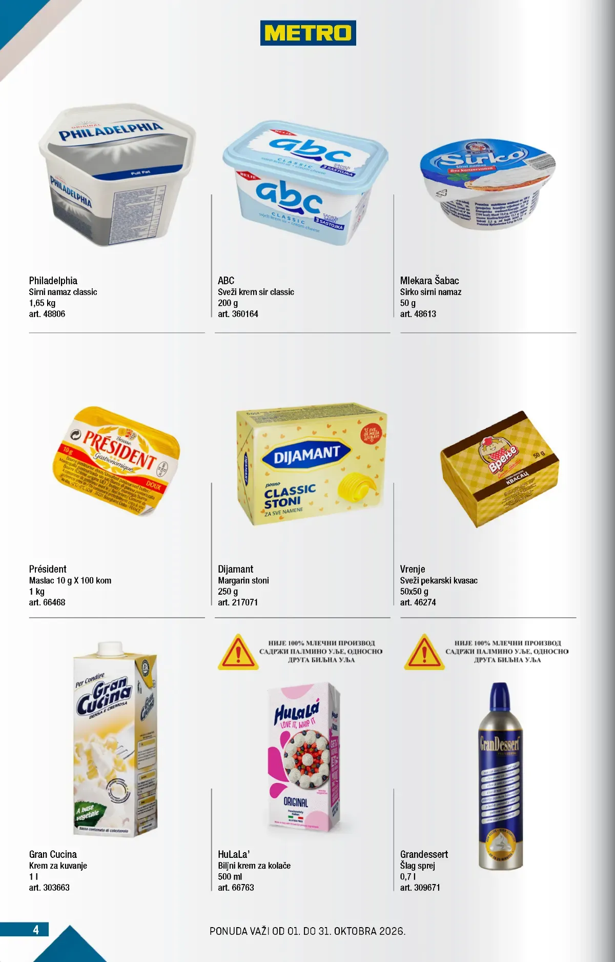 METRO katalog strana 4 – Philadelphia, Président, ABC, Gran Cucina i proizvodi za kuvanje