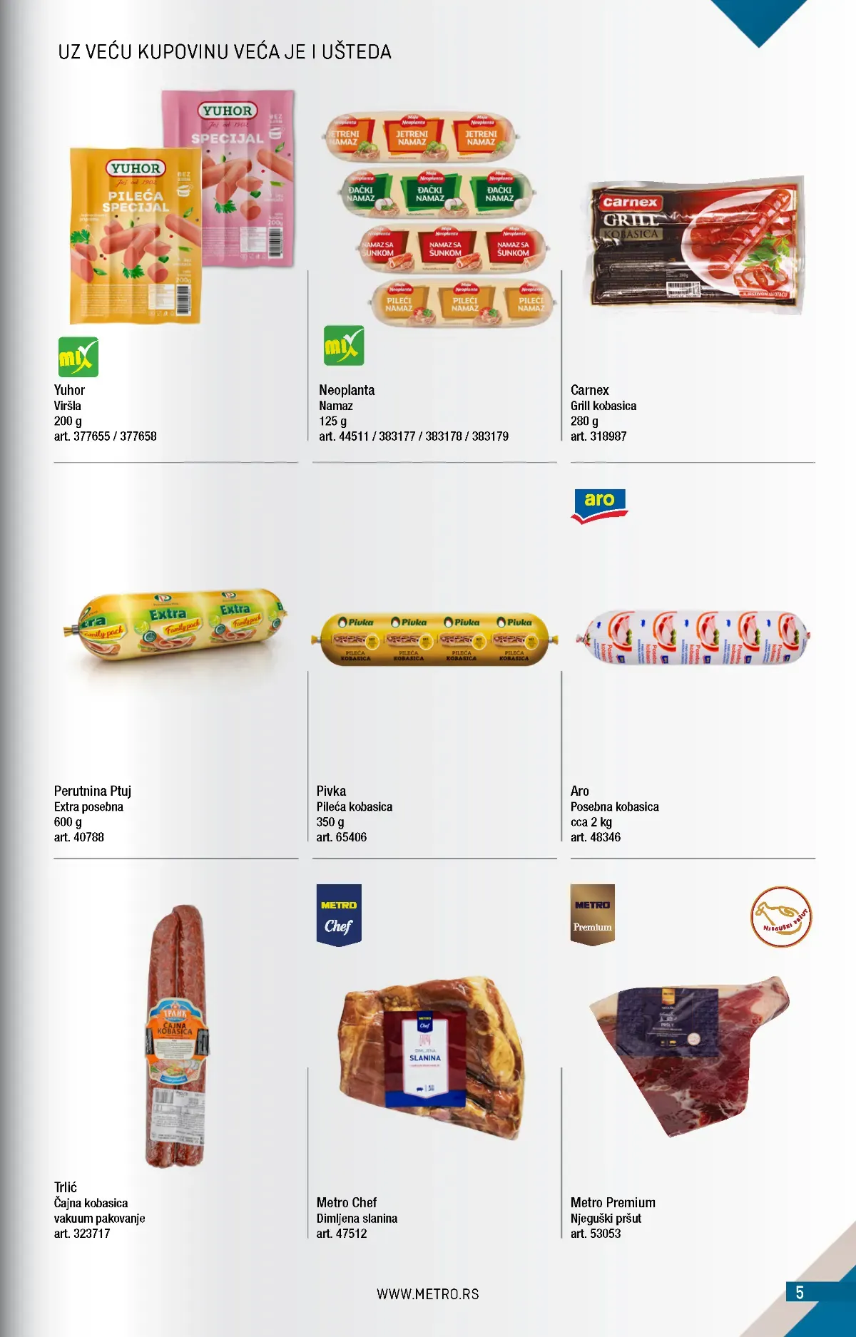 METRO katalog strana 5 – kobasice, pršut, slanina i mesne prerađevine