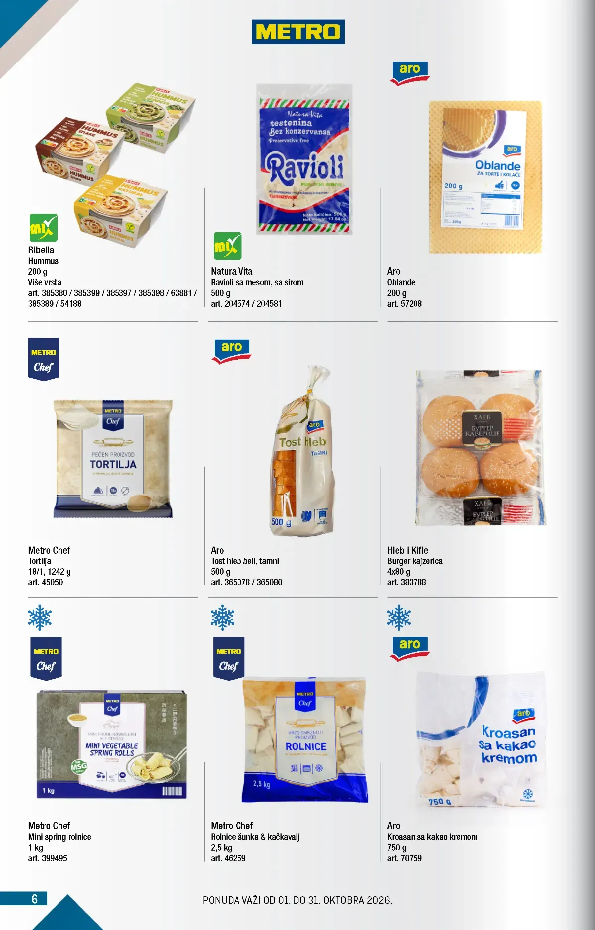 METRO katalog strana 6 – tortilje, hljeb, kroasani, ravioli i hummus