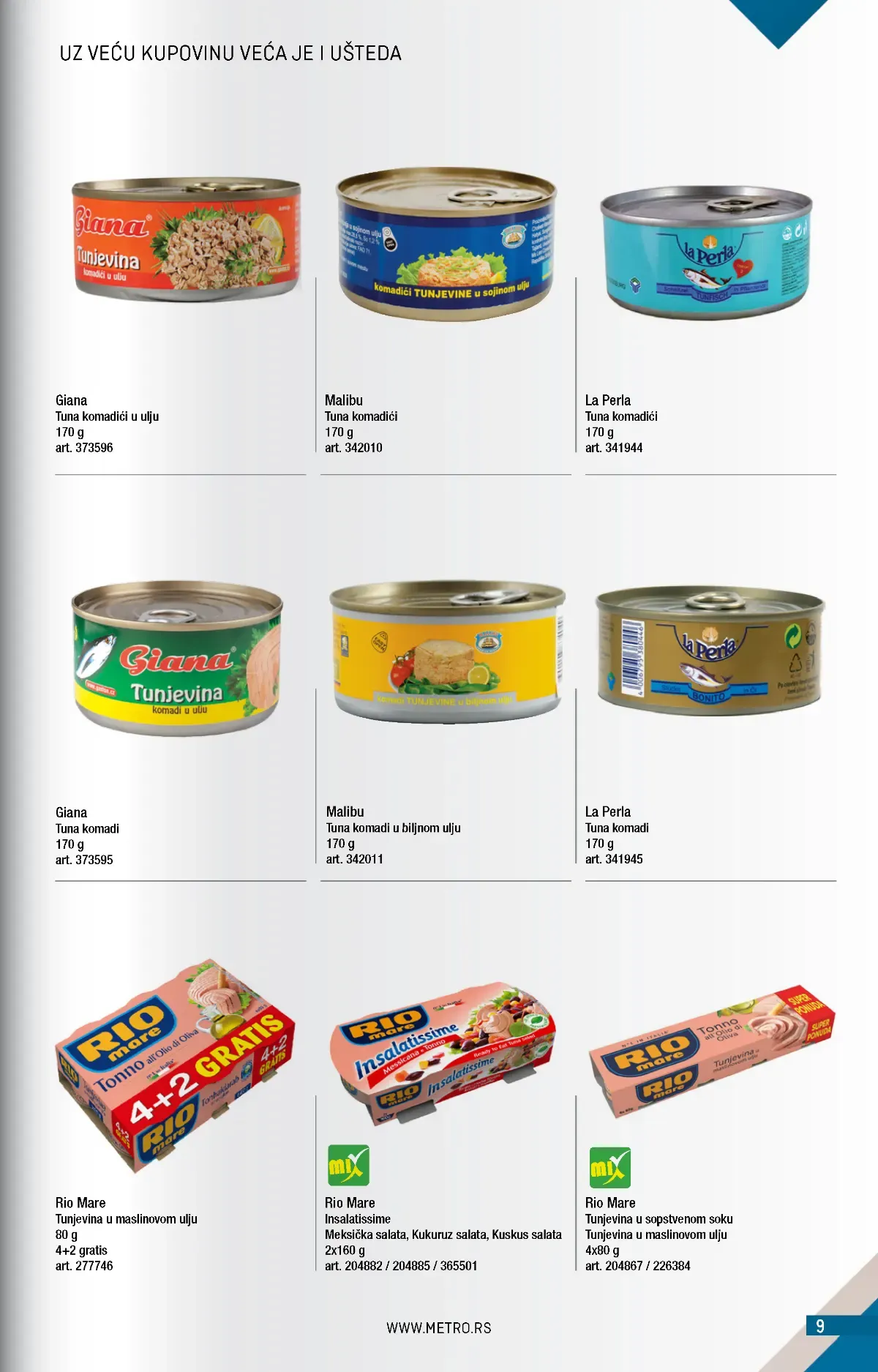 METRO katalog strana 9 – Rio Mare i tunjevina