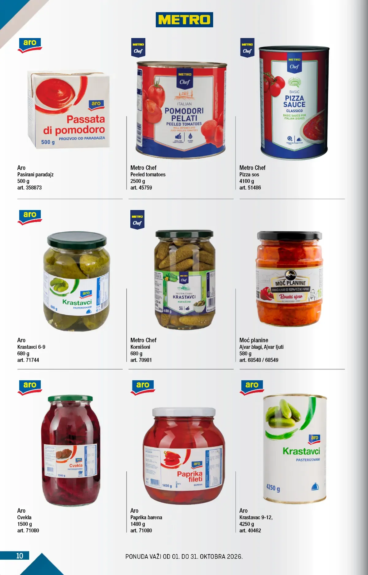 METRO katalog strana 10 – ajvar, paradajz, krastavci i pizza sos