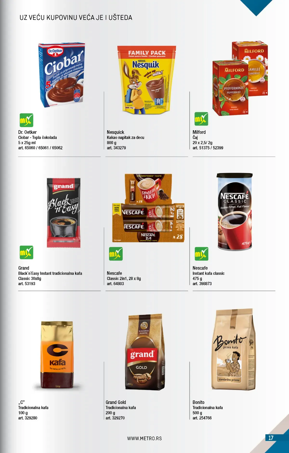 METRO katalog strana 17 – Nescafe, Grand, Bonito, Nesquik i čaj
