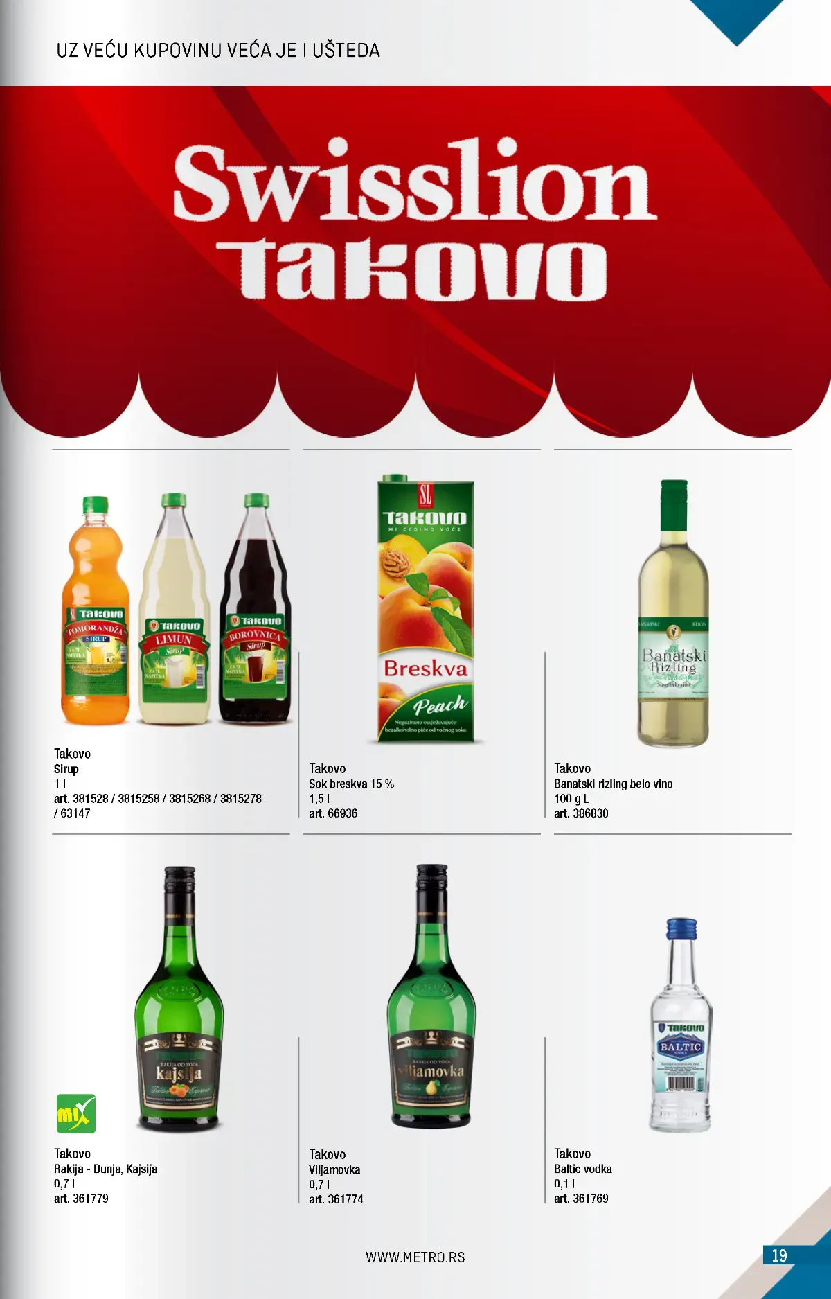 METRO katalog strana 19 – Swisslion Takovo sokovi i pića